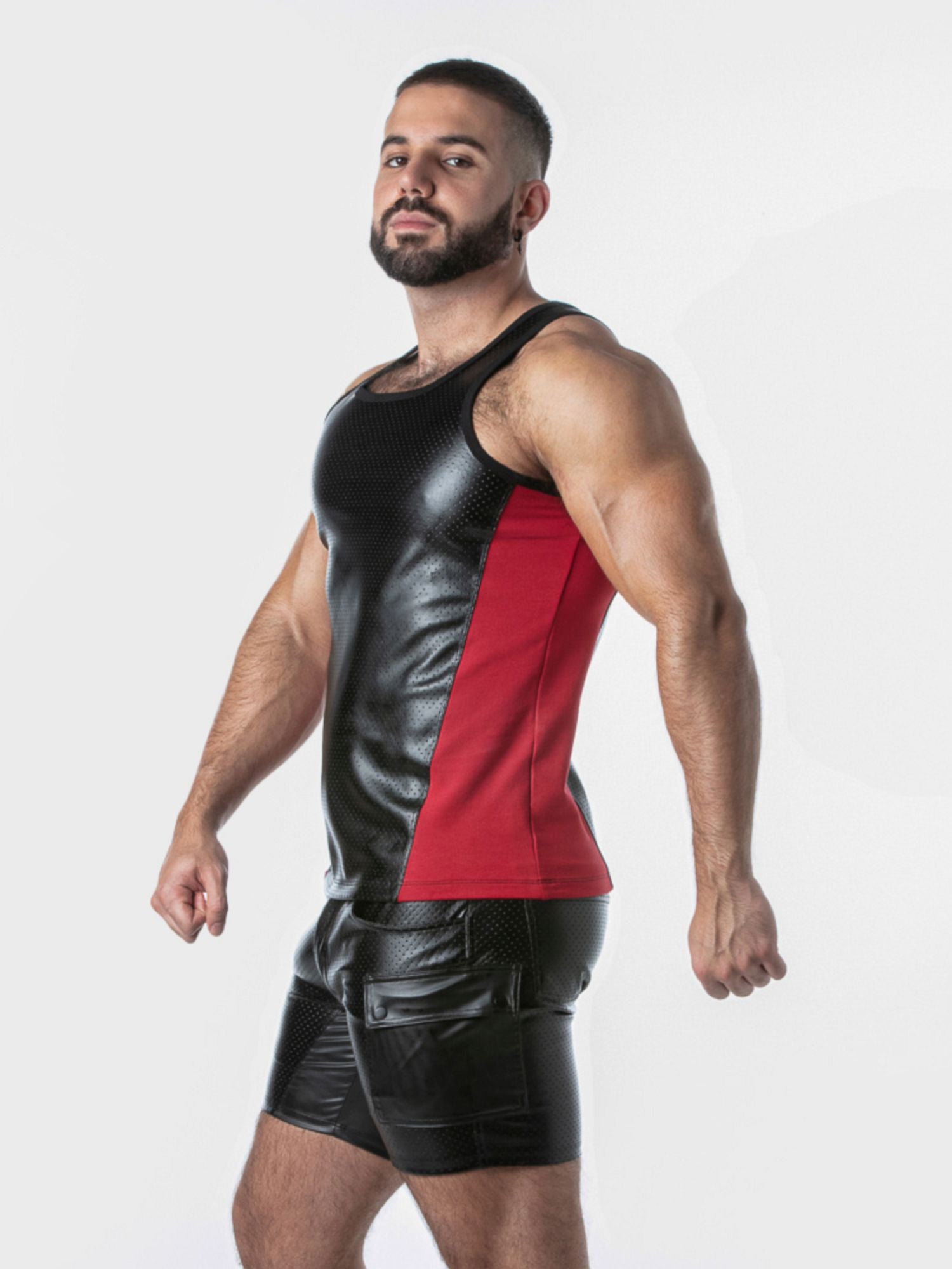 LOCKER GEAR PUNCH HOLE TANK TOP LK1059, Kunstleder Top - noodosz - Locker Gear - Kleidung & Accessoires:Herren:Herrenmode:Shirts & Hemden:T-Shirts