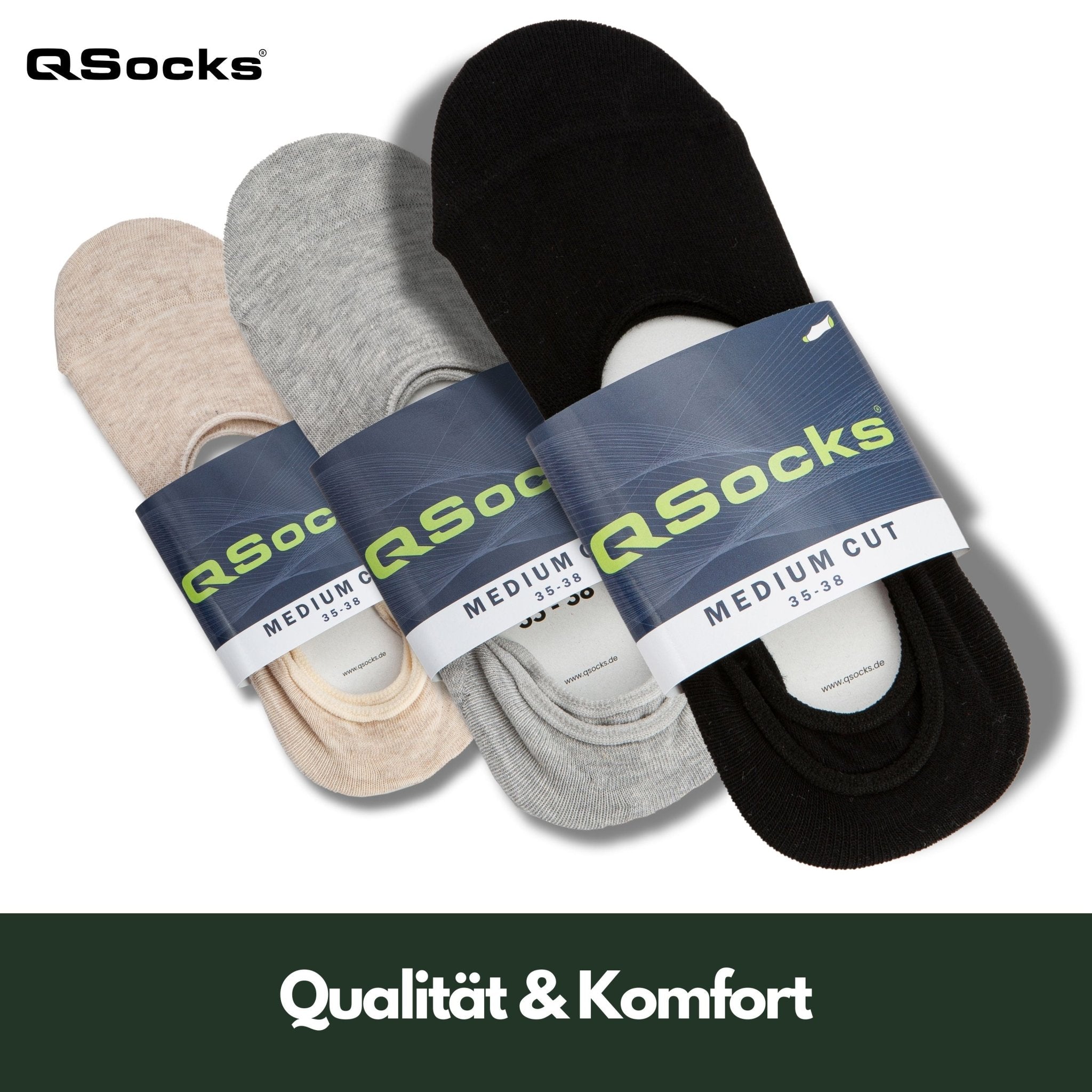 Medium Cut Ballerina Socken für Damen und Herren 6X Paar - QOLONIA - Shop Deutschland Noodosz