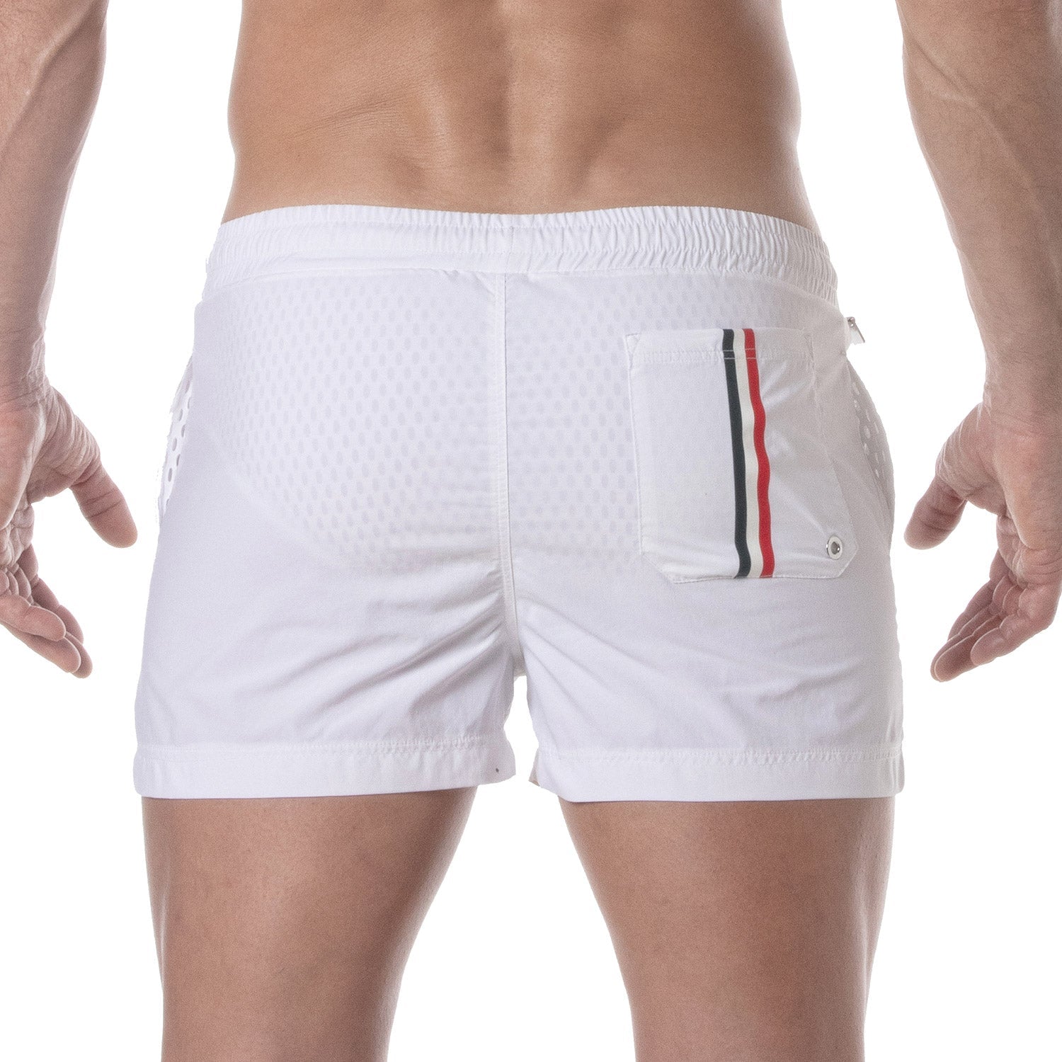 Mid Thigh Badeshorts Weiß - TOF Paris - Shop Deutschland Noodosz