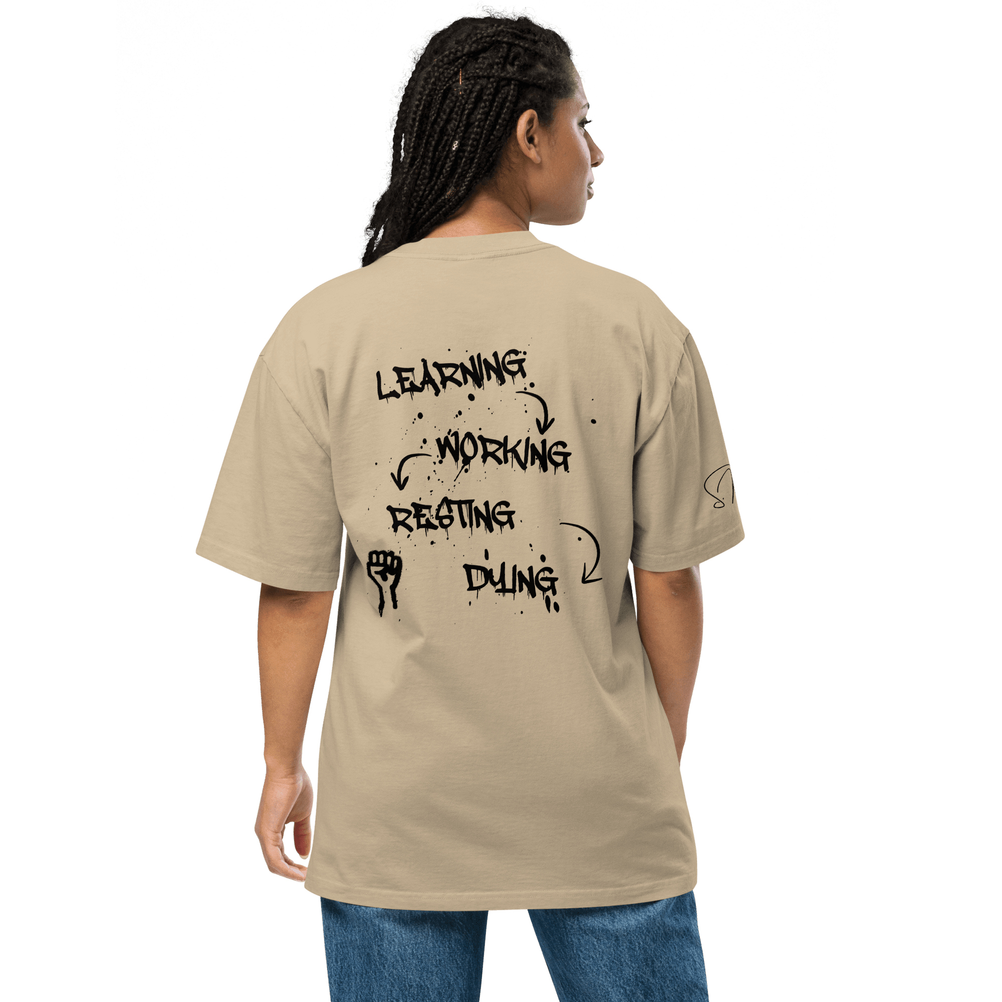 Oversized T-Shirt "LEARNING - DYING" - flyliving - Shop Deutschland Noodosz