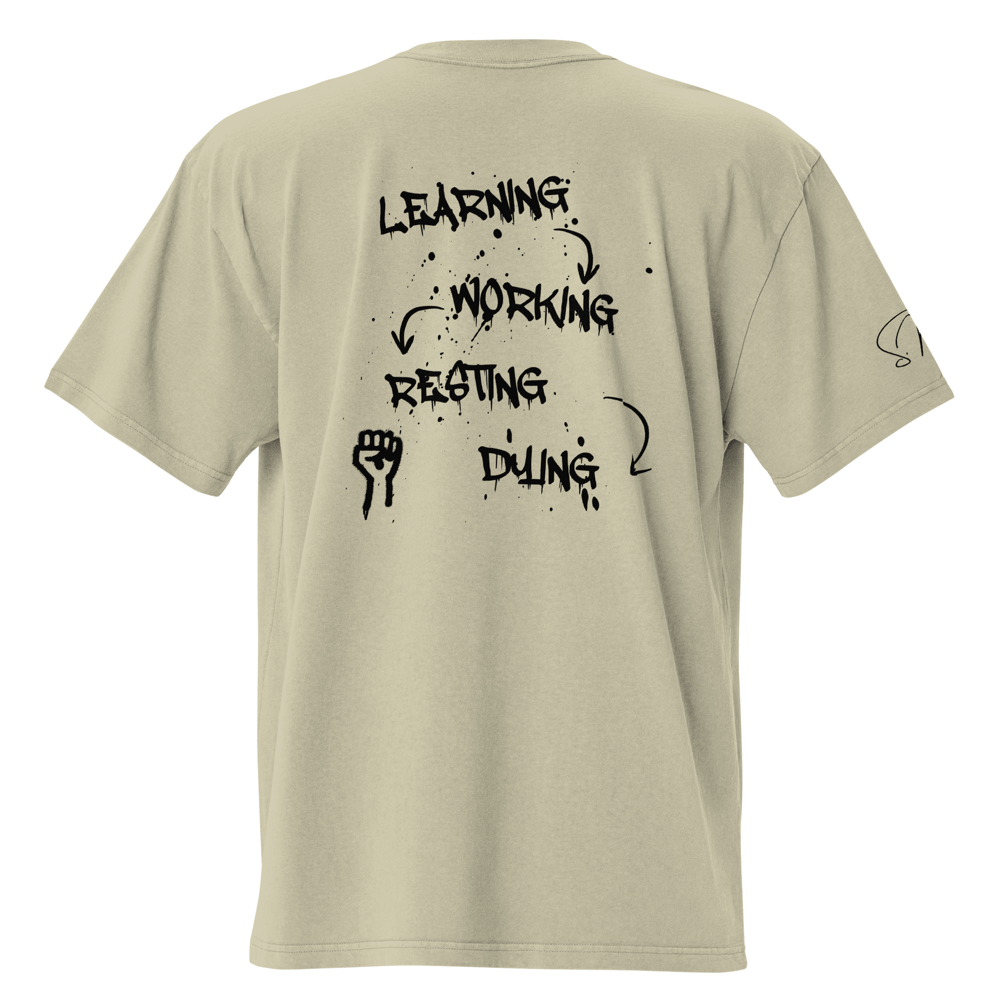 Oversized T-Shirt "LEARNING - DYING" - flyliving - Shop Deutschland Noodosz
