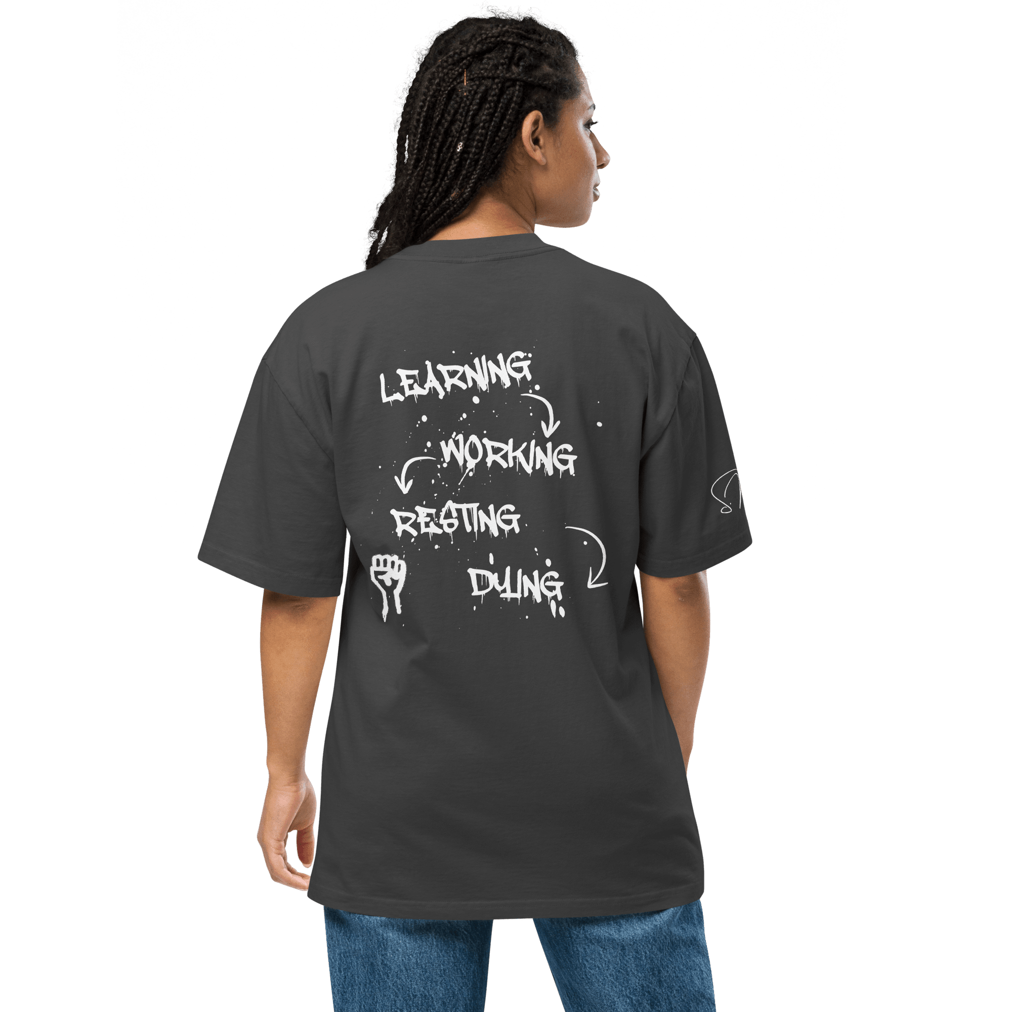 Oversized T-Shirt "LEARNING - DYING" - flyliving - Shop Deutschland Noodosz