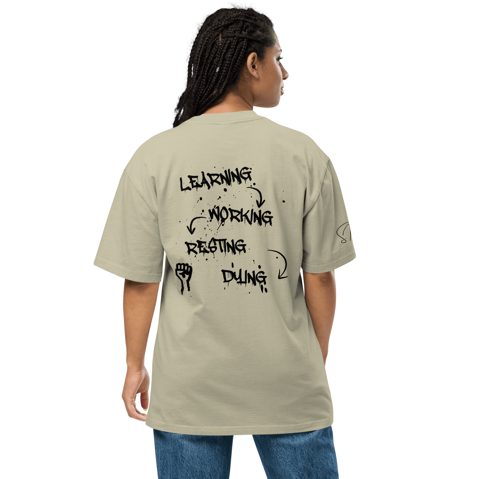 Oversized T-Shirt "LEARNING - DYING" - flyliving - Shop Deutschland Noodosz