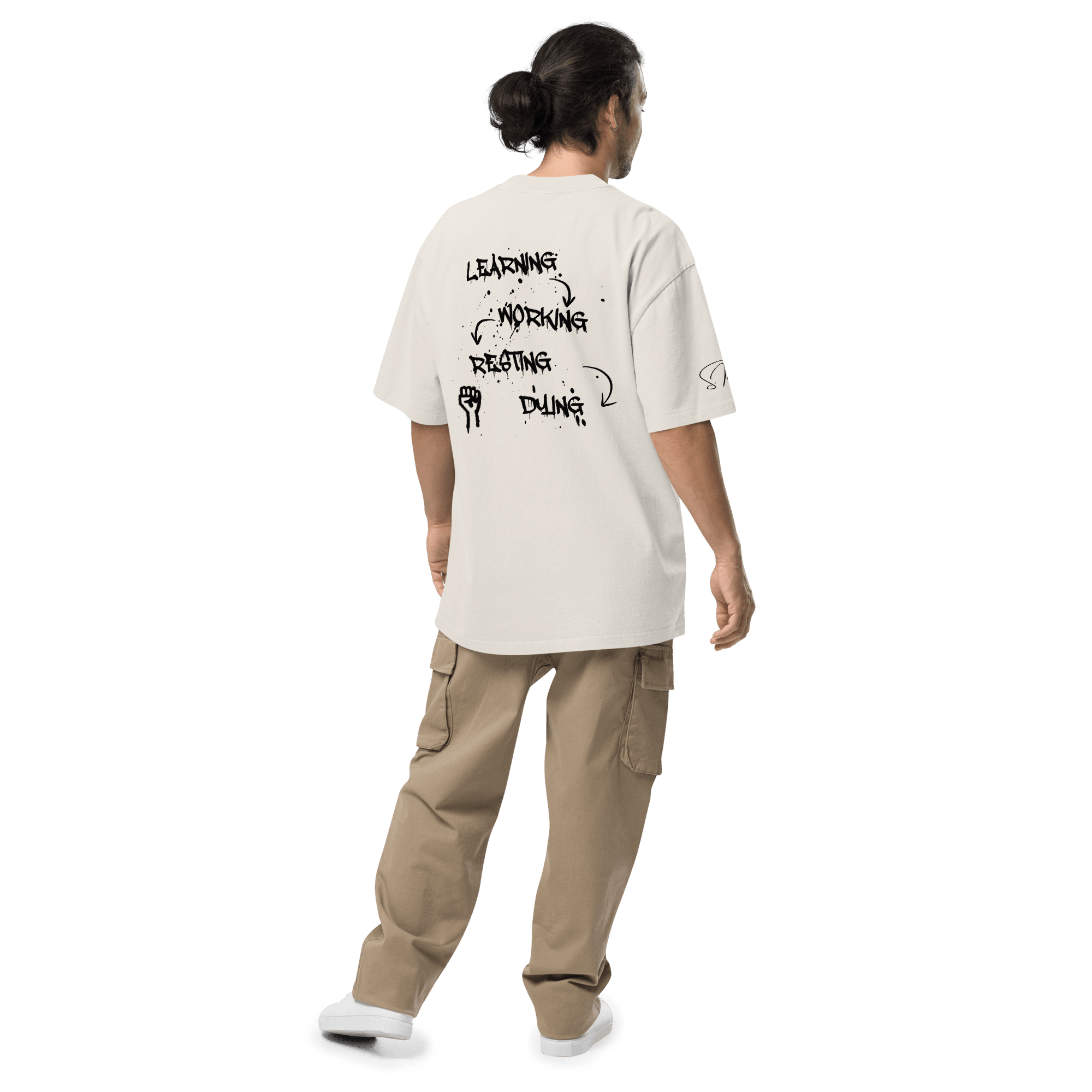 Oversized T-Shirt "LEARNING - DYING" - flyliving - Shop Deutschland Noodosz