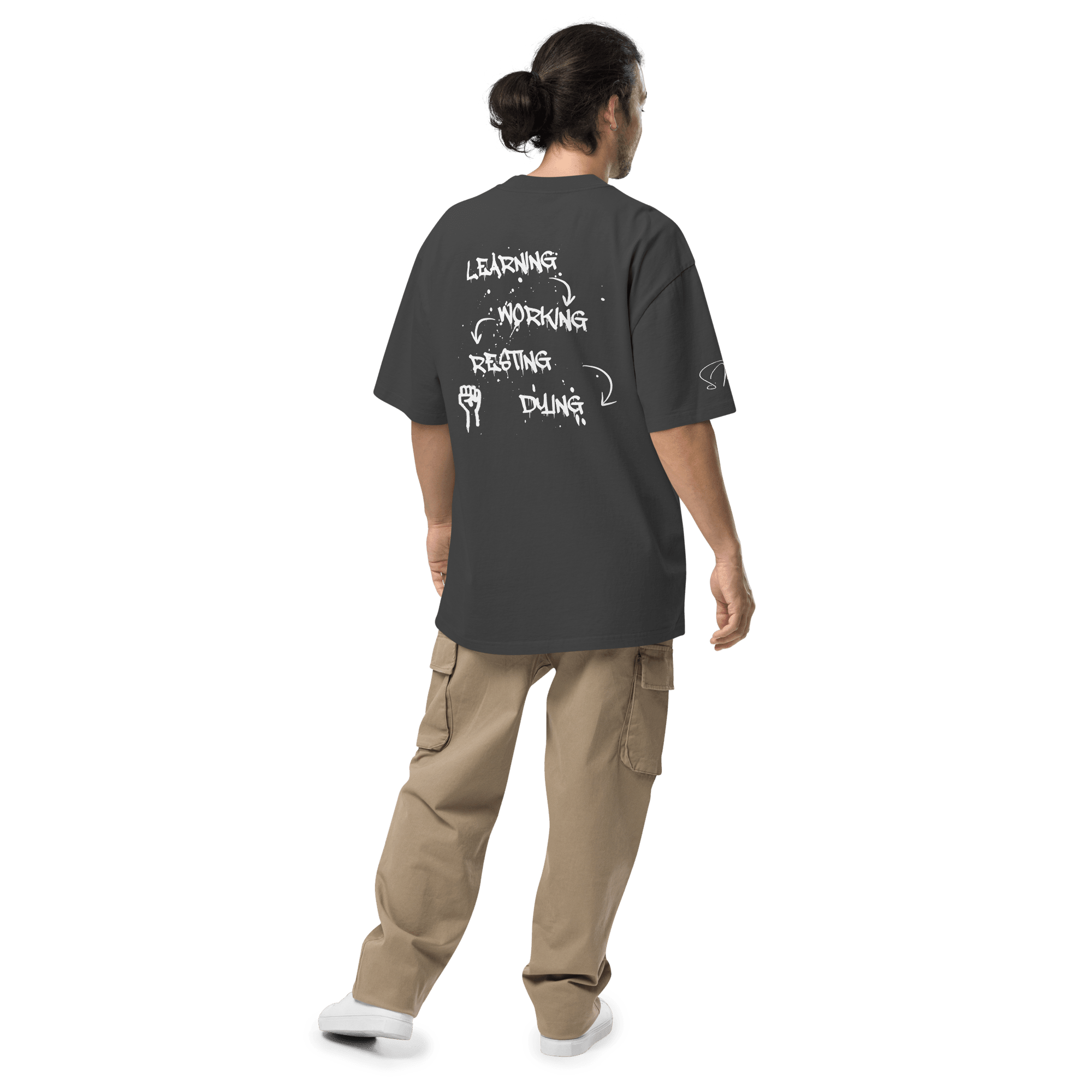 Oversized T-Shirt "LEARNING - DYING" - flyliving - Shop Deutschland Noodosz
