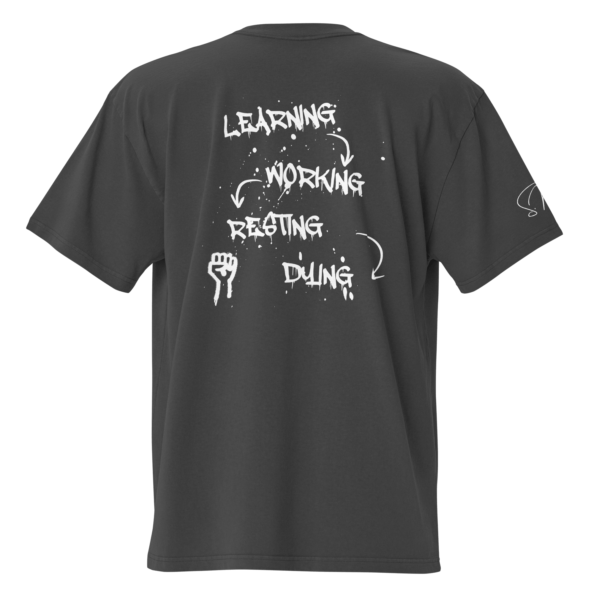 Oversized T-Shirt "LEARNING - DYING" - flyliving - Shop Deutschland Noodosz