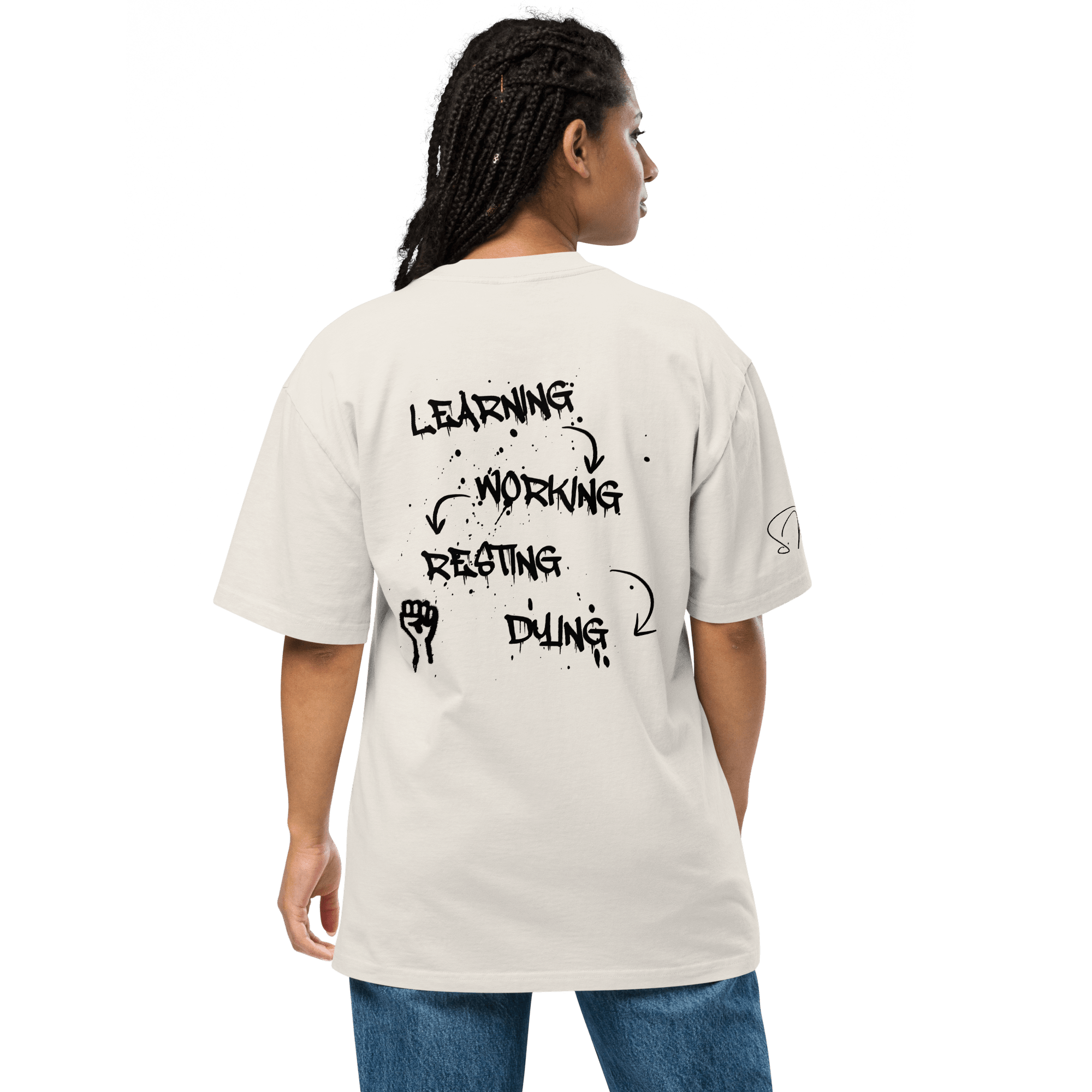 Oversized T-Shirt "LEARNING - DYING" - flyliving - Shop Deutschland Noodosz