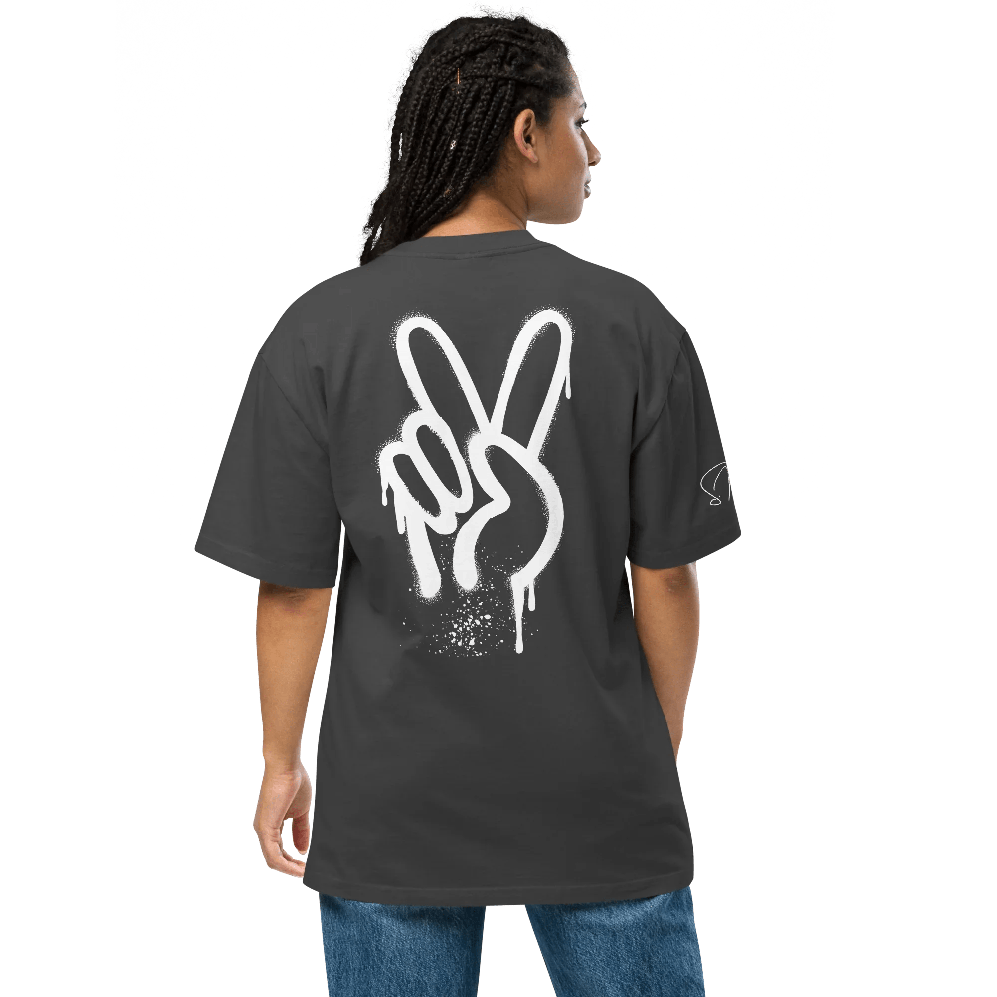 Oversized T-Shirt "Spray Peace", backprint - flyliving - Shop Deutschland Noodosz