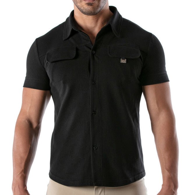 Piqué Cotton Shirt - Black - TOF Paris - Shop Deutschland Noodosz