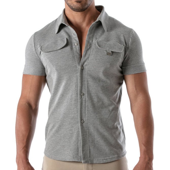 Piqué Cotton Shirt - Heather Grey - TOF Paris - Shop Deutschland Noodosz