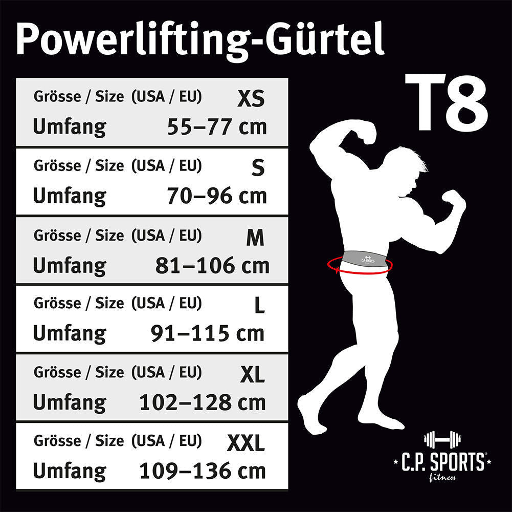Powerlifting Gürtel Gewichthebegürtel - Leder - Schwarz - T - 8 C.P. sports - MG Sports Company - Shop Deutschland Noodosz