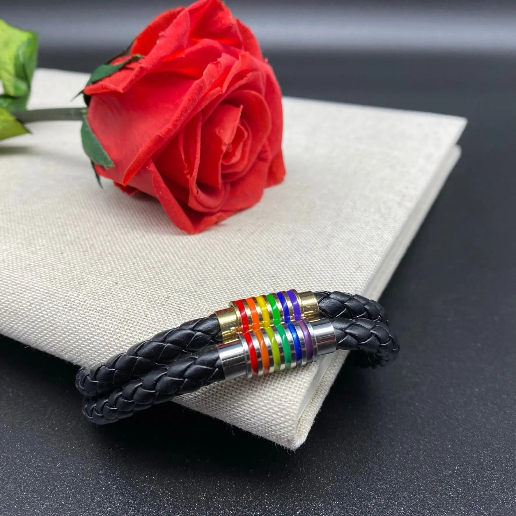Pride Leder - Armband (Rainbow in Gold/Silber) - Gay - Shop.berlin - Shop Deutschland Noodosz