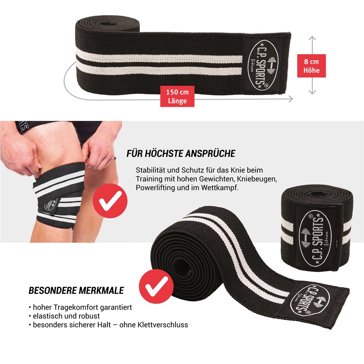 Profi Kniebandagen 150cm - Schwarz - C.P. Sports - T23 - MG Sports Company - Shop Deutschland Noodosz