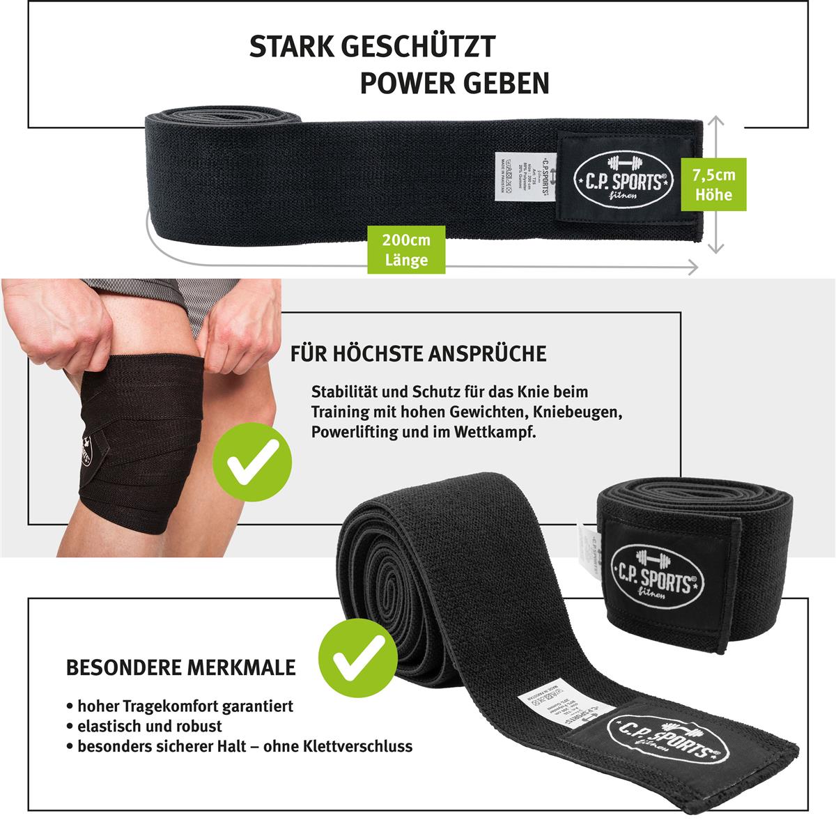 Profi Kniebandagen - 200cm / verschiedene Farben - C.P. Sports - T25 - MG Sports Company - Shop Deutschland Noodosz