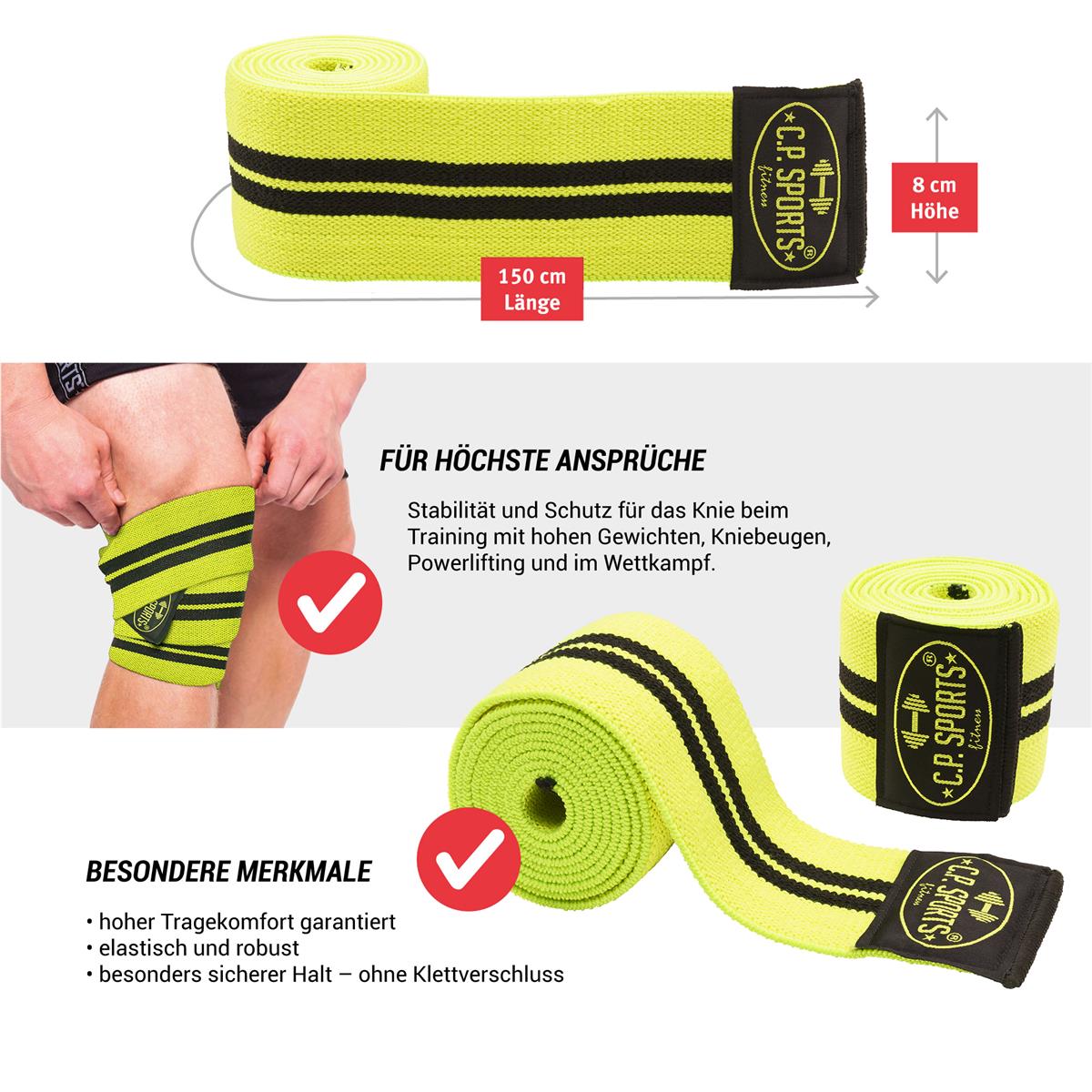 Profi Kniebandagen - Gelb - Länge 150cm C.P. Sports - T23 - MG Sports Company - Shop Deutschland Noodosz