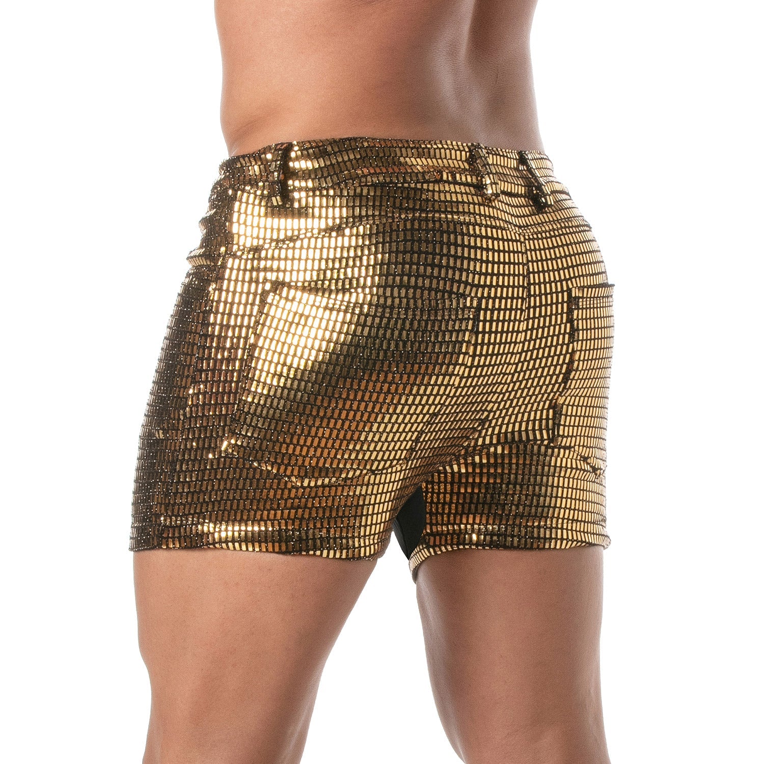 Provokante Glitzer - Shorts mit 5 Taschen, oberschenkellang – Gold - TOF Paris - Shop Deutschland Noodosz