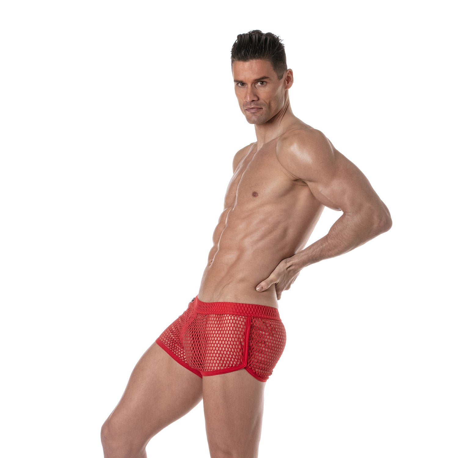 Provokante, transparente Herren - Mini - Shorts – Rot - TOF Paris - Shop Deutschland Noodosz