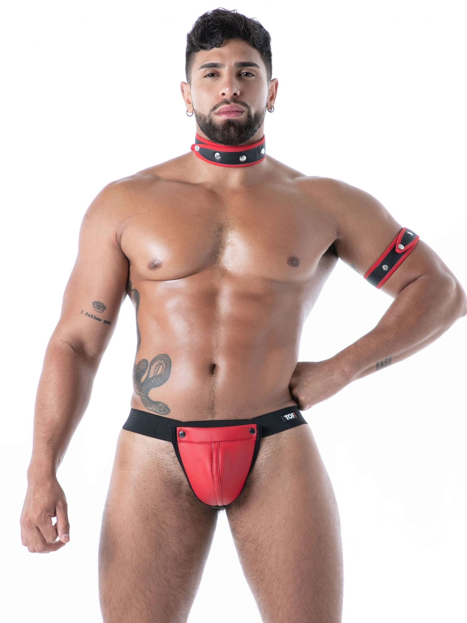 Provokanter String aus hochwertigem Neopren mit Druckknöpfen – Rot - TOF Paris - Shop Deutschland Noodosz