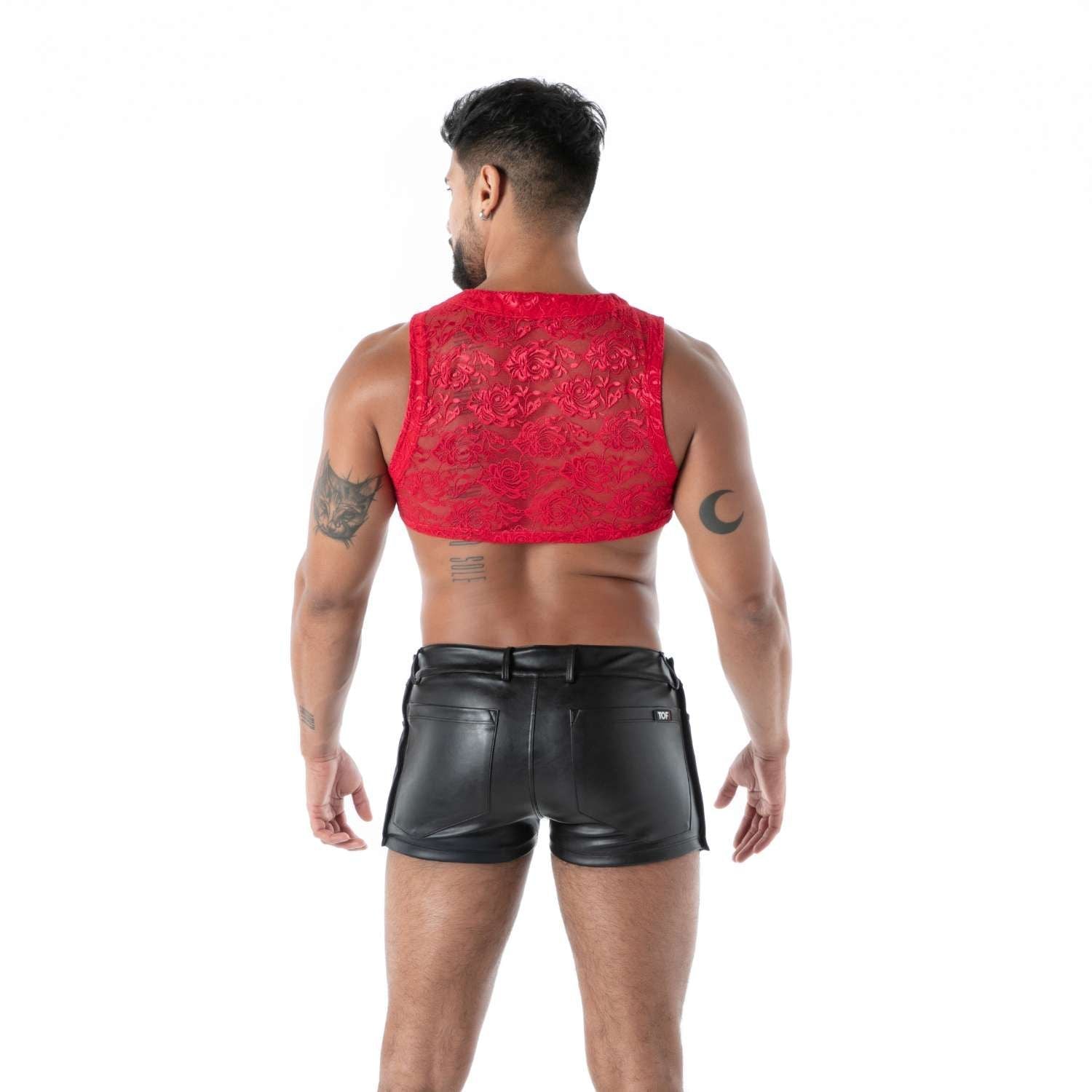 Provokantes, fluides Spitzen - Crop - Top mit Reißverschluss – Rot - TOF Paris - Shop Deutschland Noodosz
