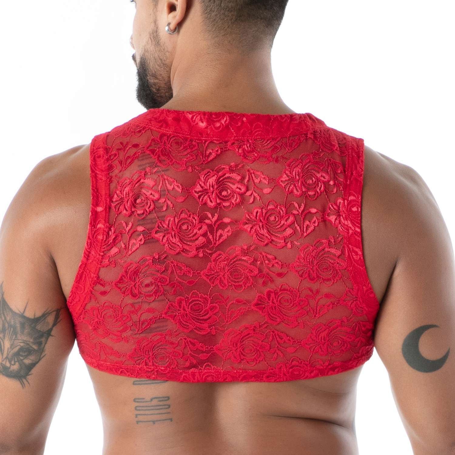 Provokantes, fluides Spitzen - Crop - Top mit Reißverschluss – Rot - TOF Paris - Shop Deutschland Noodosz