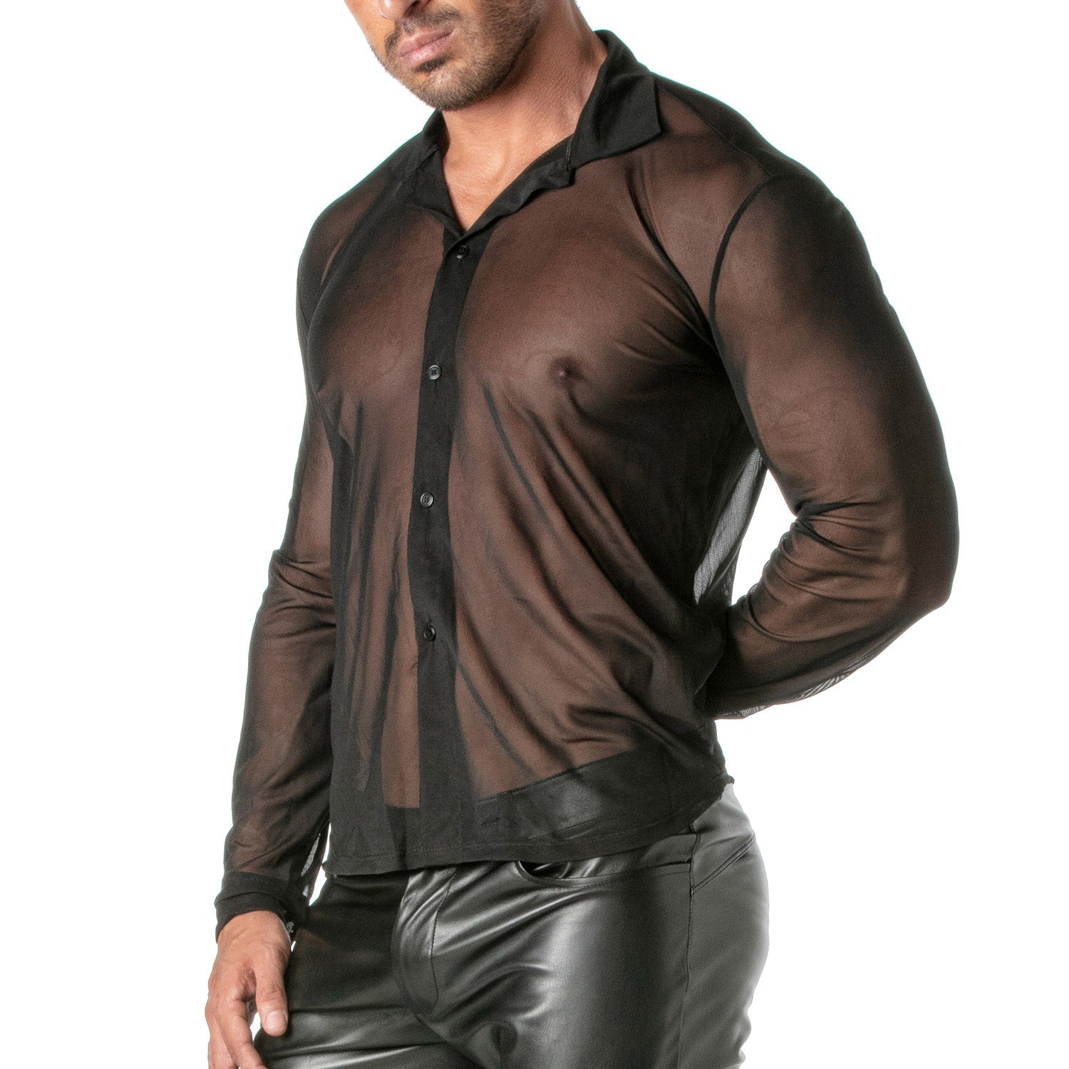 Provokantes Langarmshirt aus transparentem Mesh - TOF Paris - Shop Deutschland Noodosz