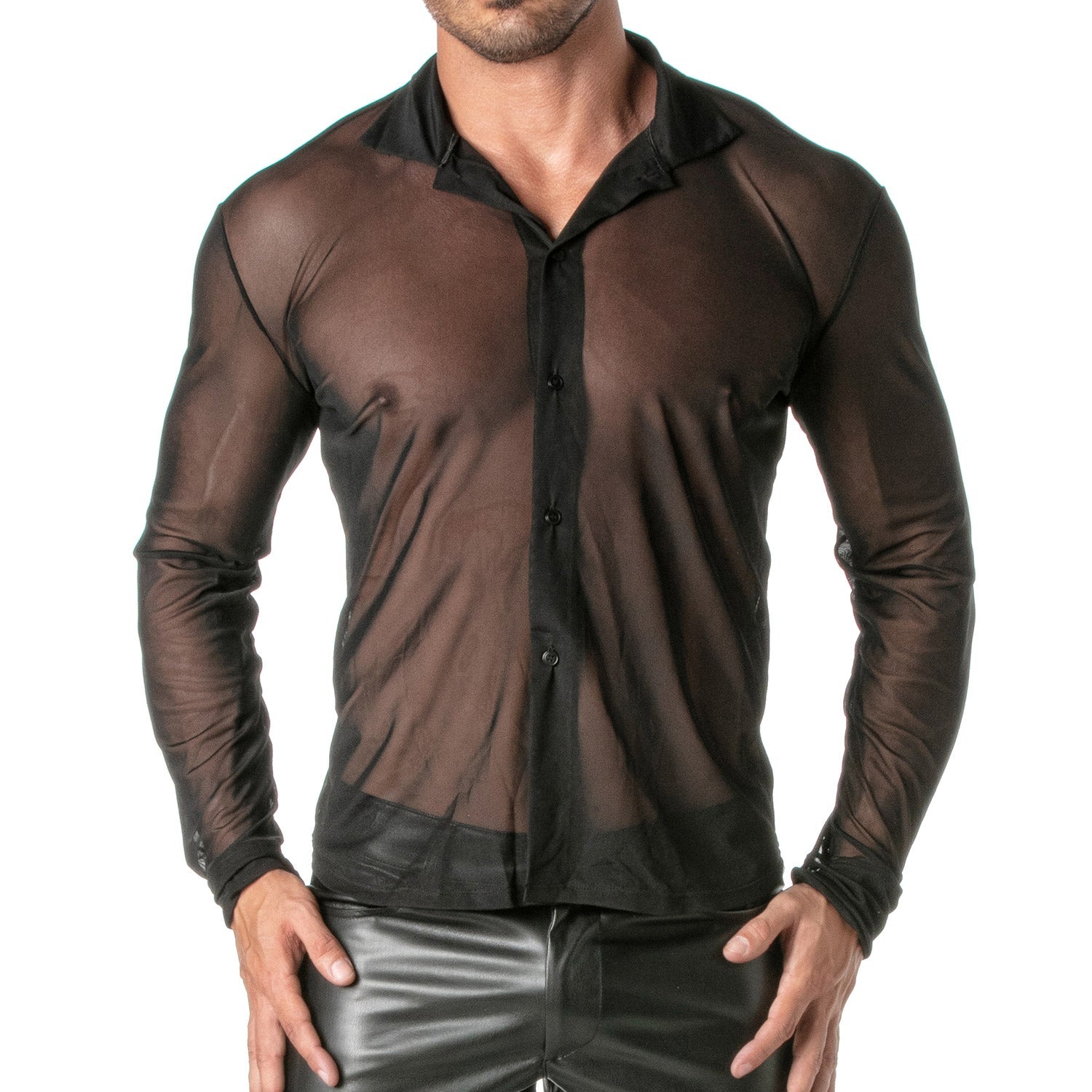 Provokantes Langarmshirt aus transparentem Mesh - TOF Paris - Shop Deutschland Noodosz
