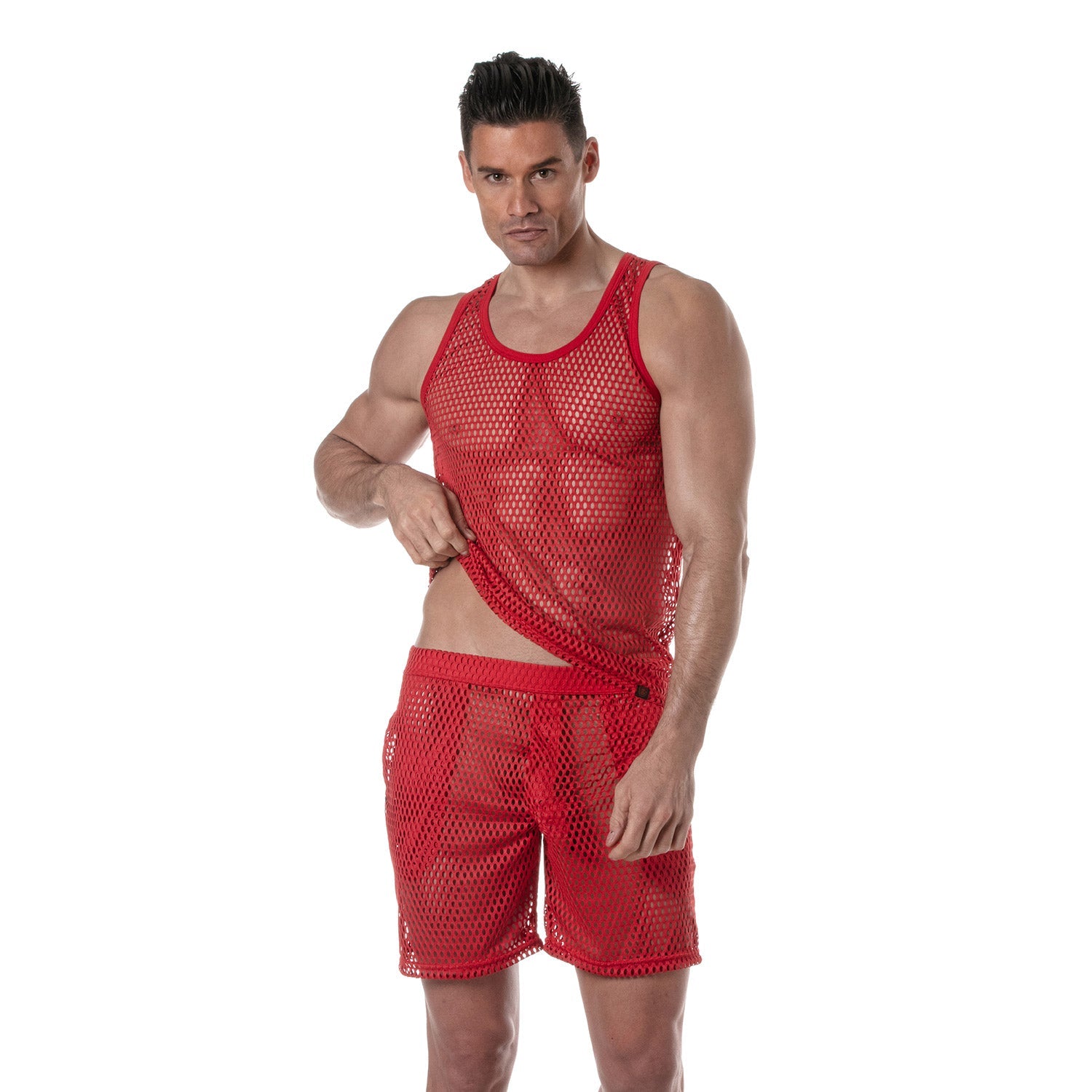 Provokantes, transparentes Mesh - Tanktop – Rot - TOF Paris - Shop Deutschland Noodosz