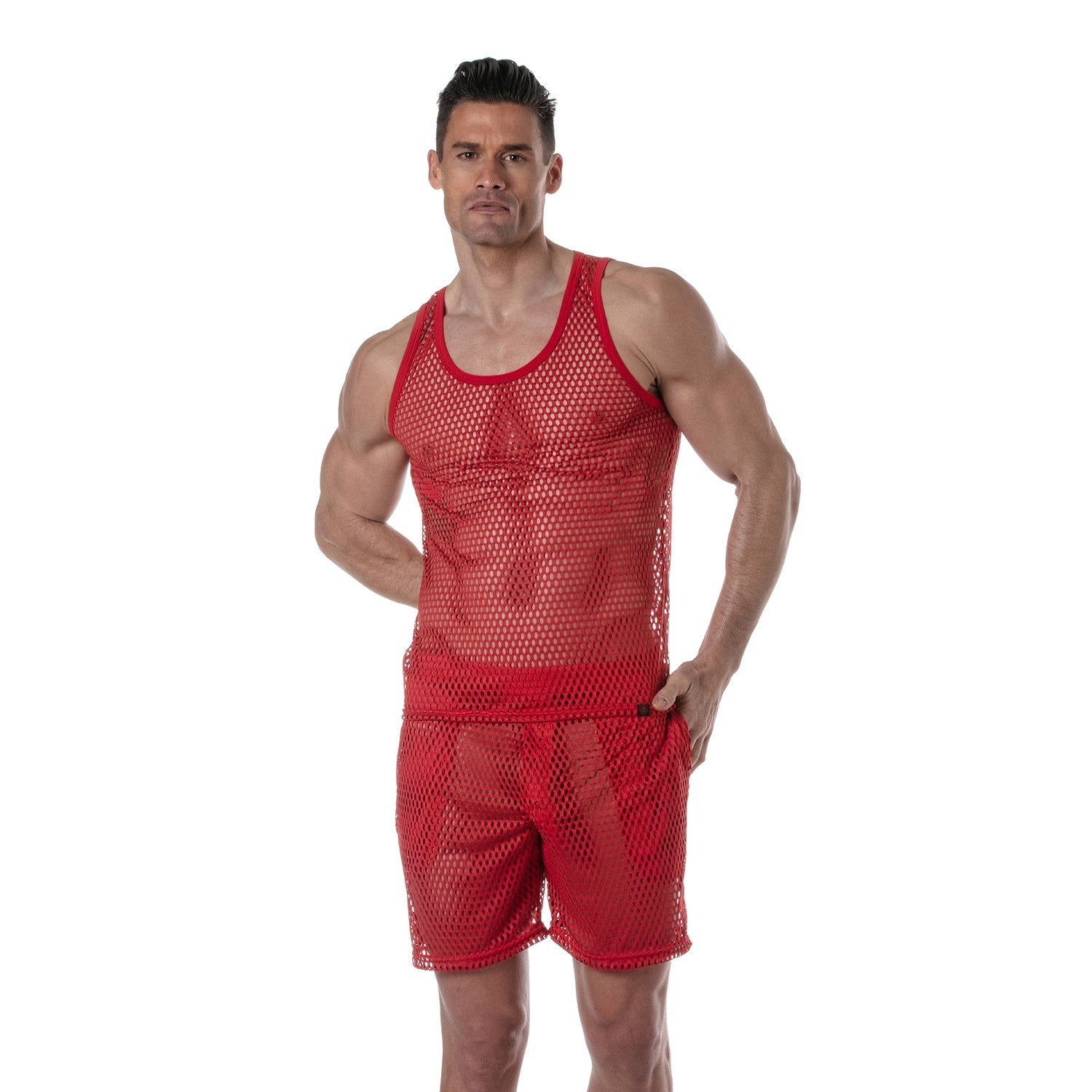 Provokantes, transparentes Mesh - Tanktop – Rot - TOF Paris - Shop Deutschland Noodosz
