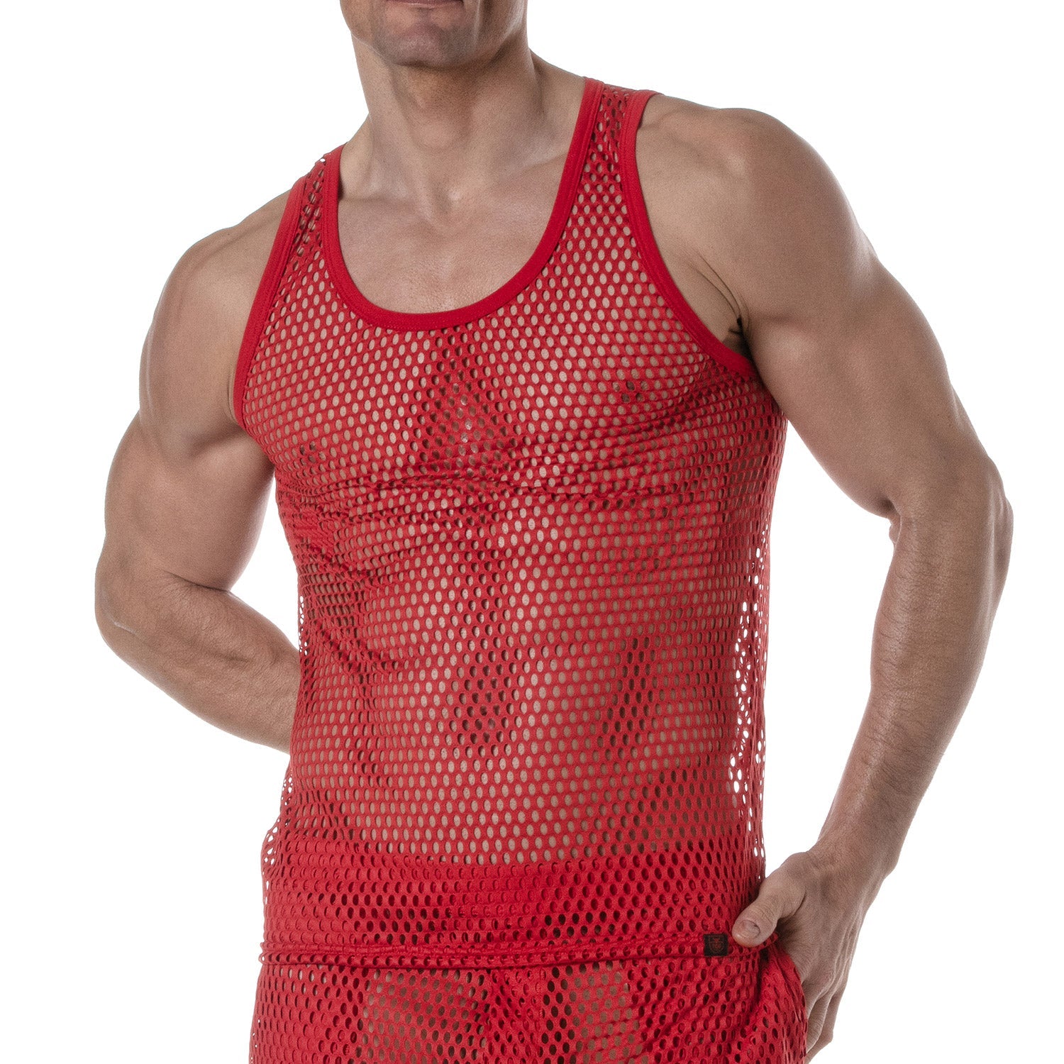 Provokantes, transparentes Mesh - Tanktop – Rot - TOF Paris - Shop Deutschland Noodosz
