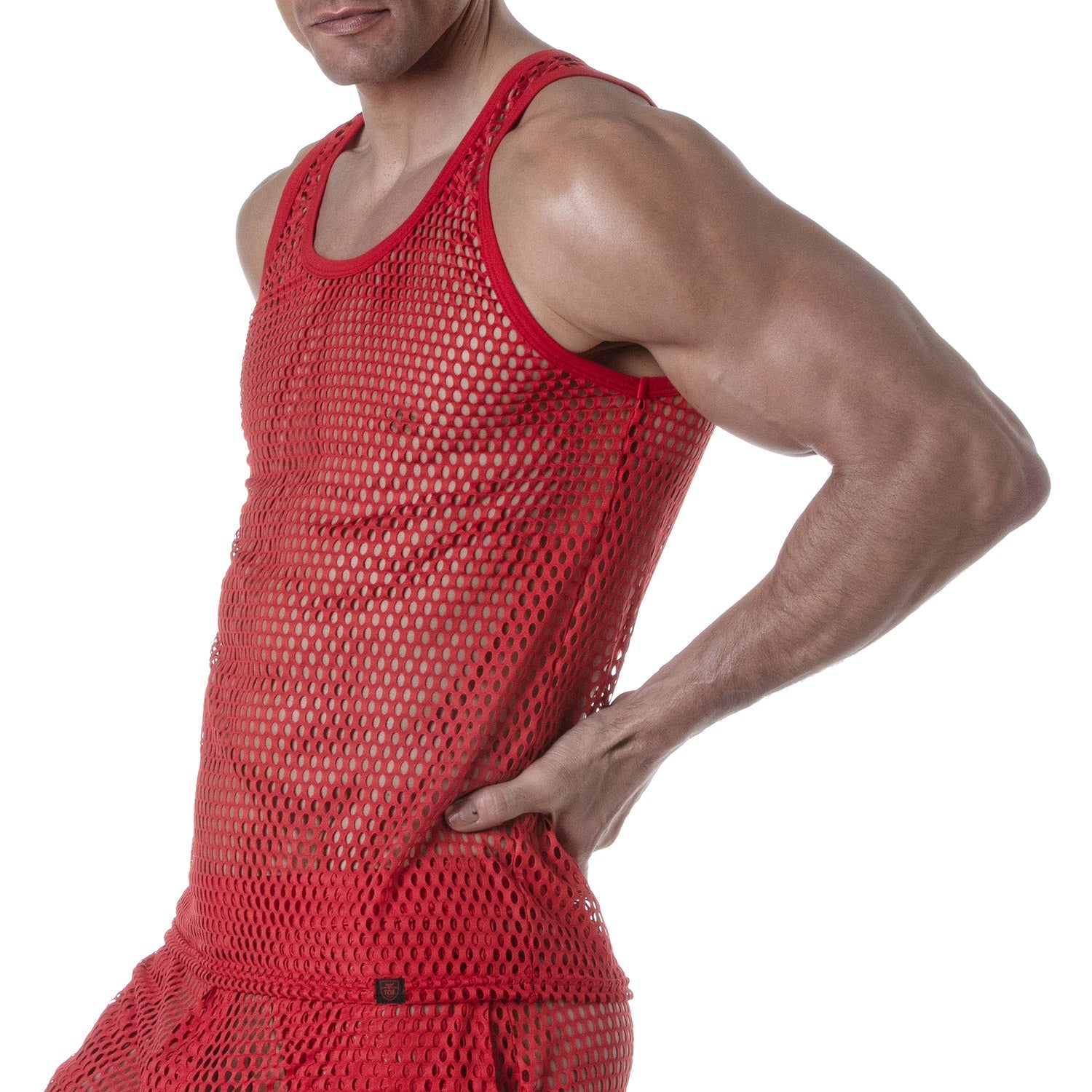 Provokantes, transparentes Mesh - Tanktop – Rot - TOF Paris - Shop Deutschland Noodosz