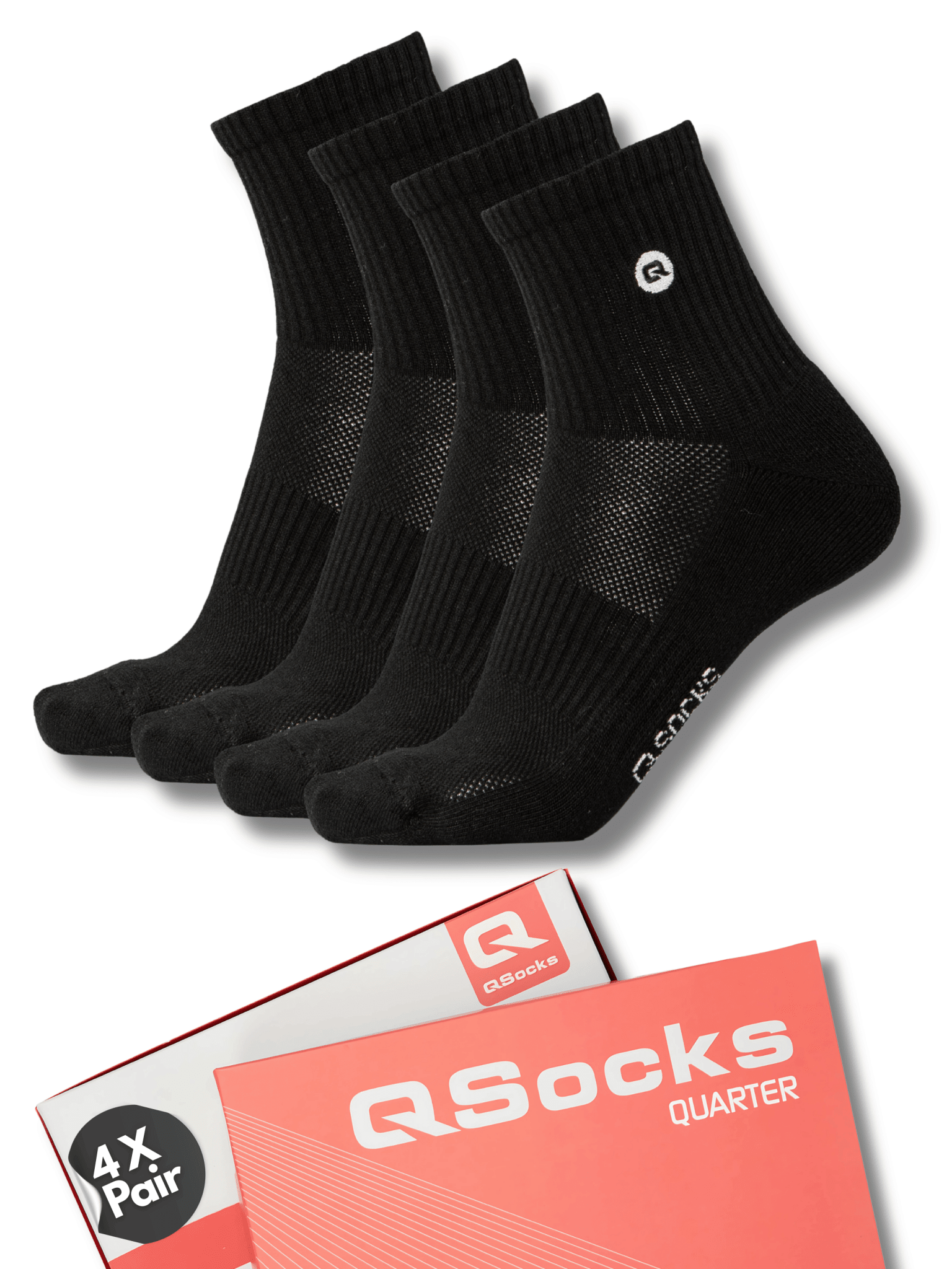 Quarter Mittelhohe Socken gepolstert für Damen und Herren 4X Paar - QOLONIA - Shop Deutschland Noodosz