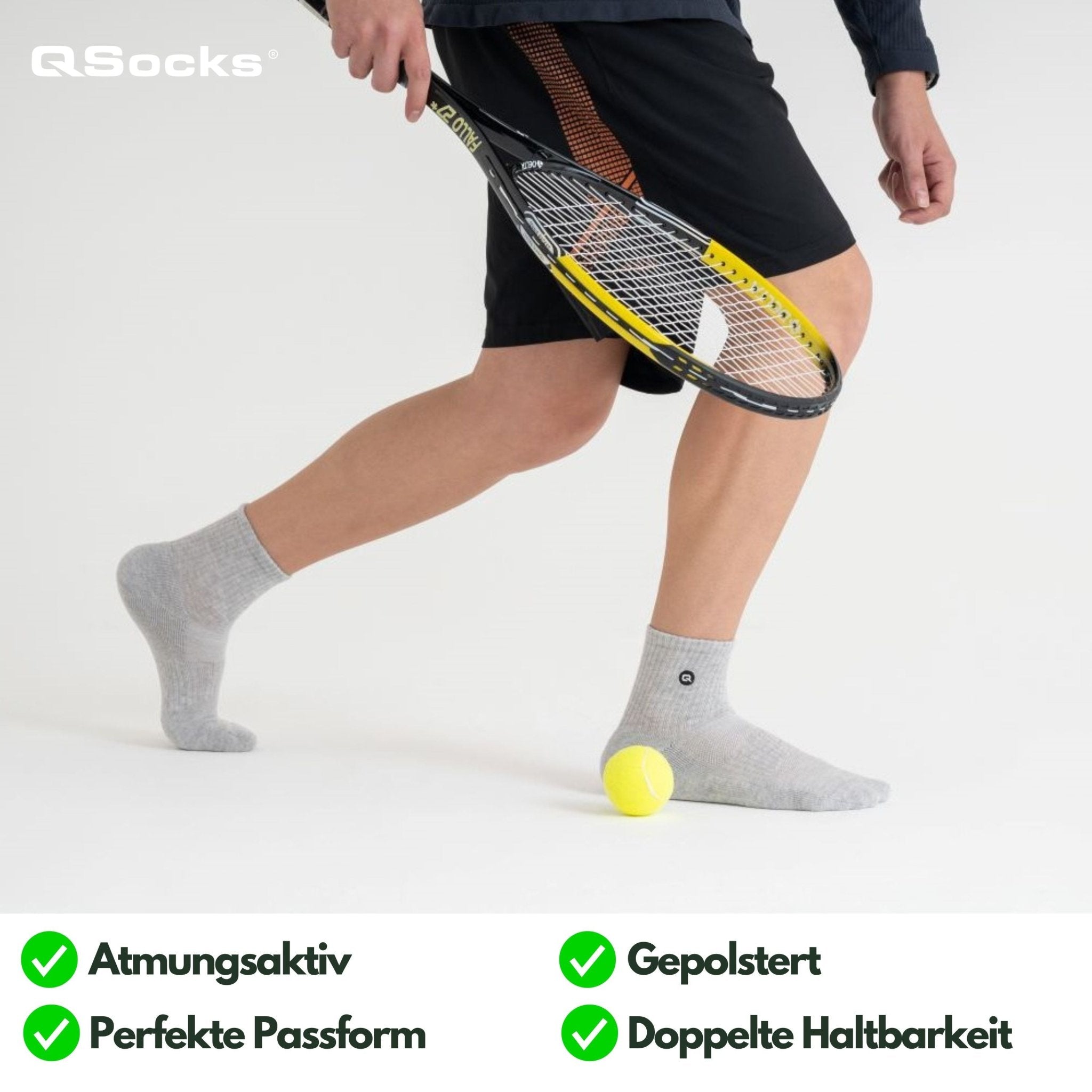 Quarter Mittelhohe Socken gepolstert für Damen und Herren 4X Paar - QOLONIA - Shop Deutschland Noodosz