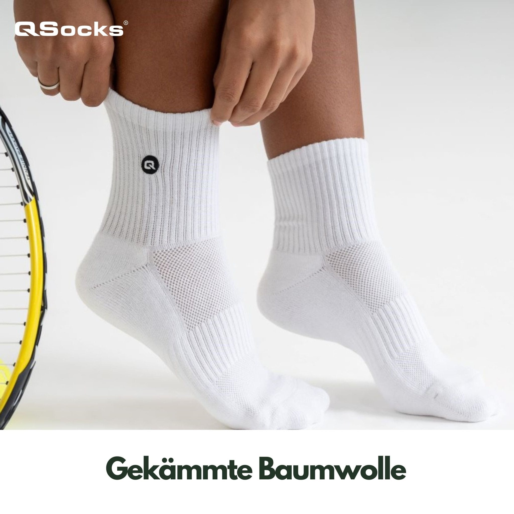 Quarter Mittelhohe Socken gepolstert für Damen und Herren 4X Paar - QOLONIA - Shop Deutschland Noodosz