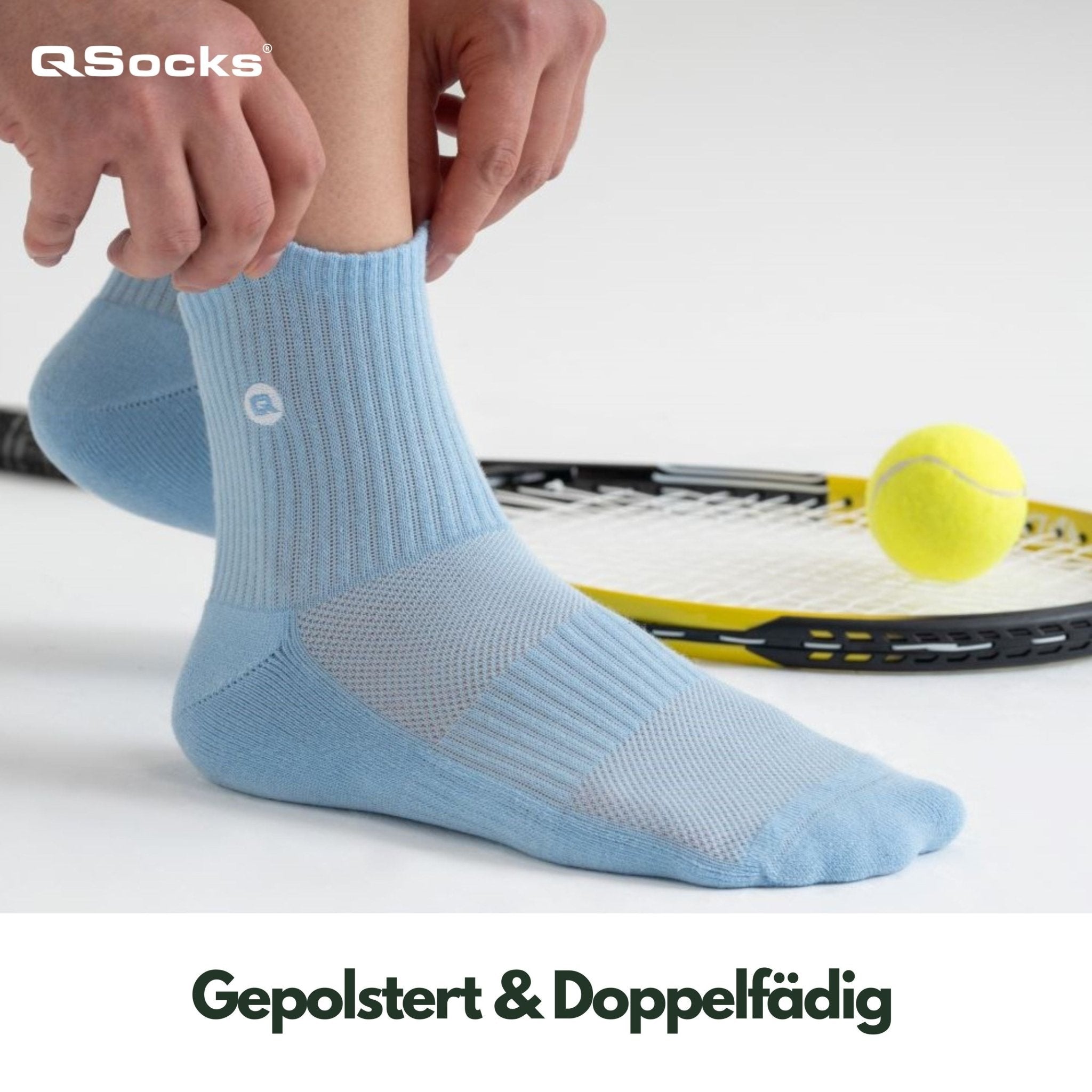 Quarter Mittelhohe Socken gepolstert für Damen und Herren 4X Paar - QOLONIA - Shop Deutschland Noodosz