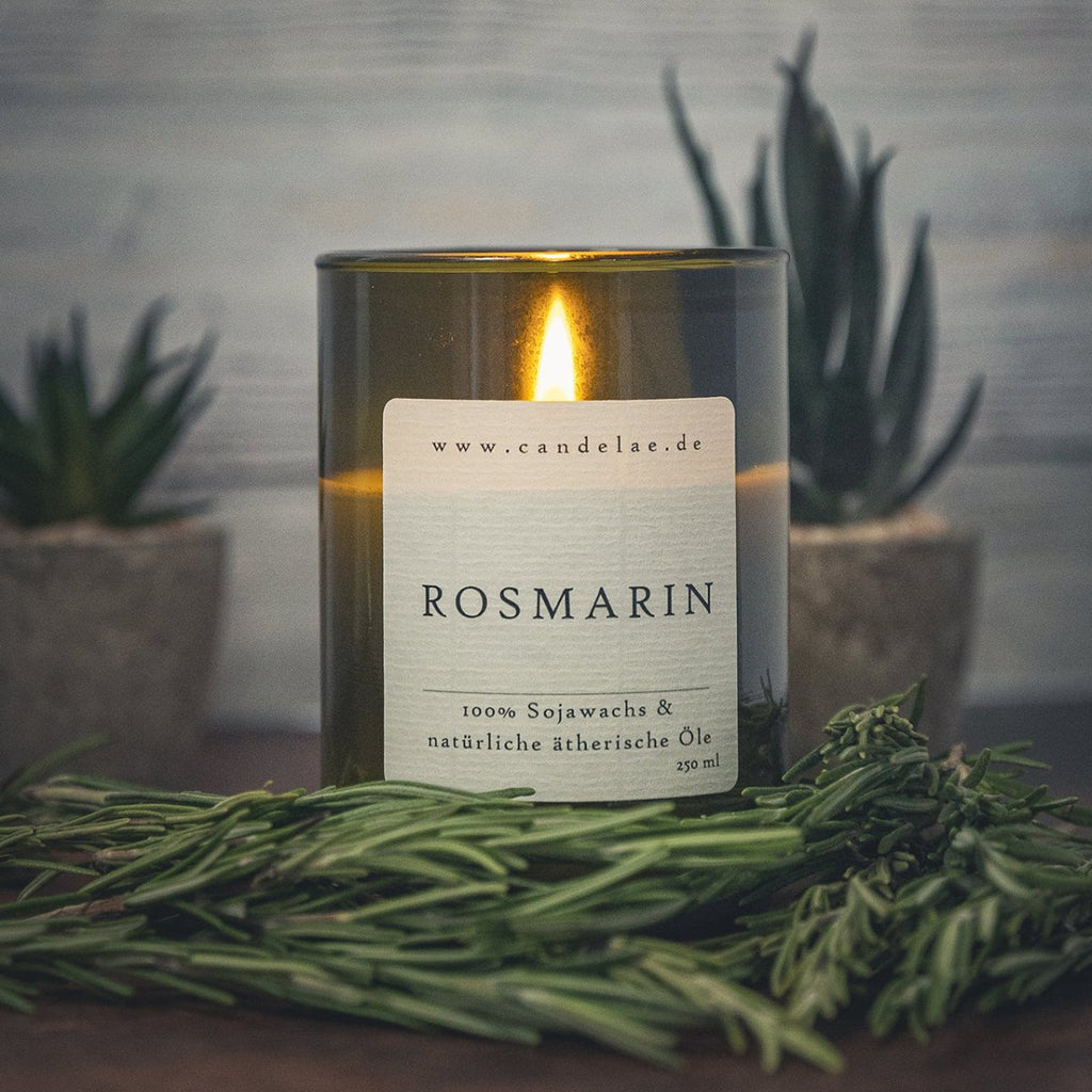 Rosemary – natural soy wax scented candle in a wine bottle glass