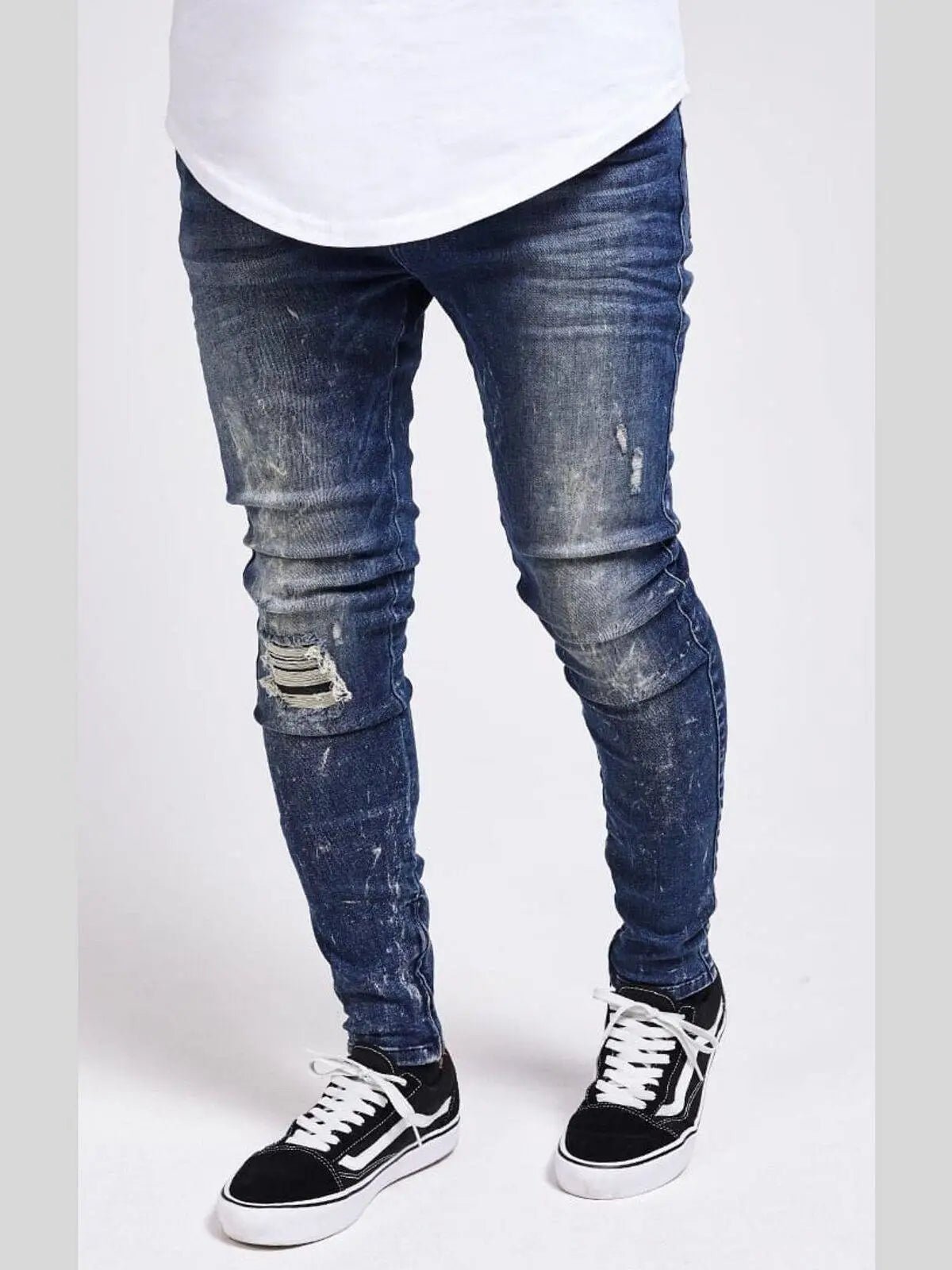 SIKSILK SS-12225 Skinny Slim Stretch Jeans Herren Hose Jeanshose Destroyed Denim - noodosz