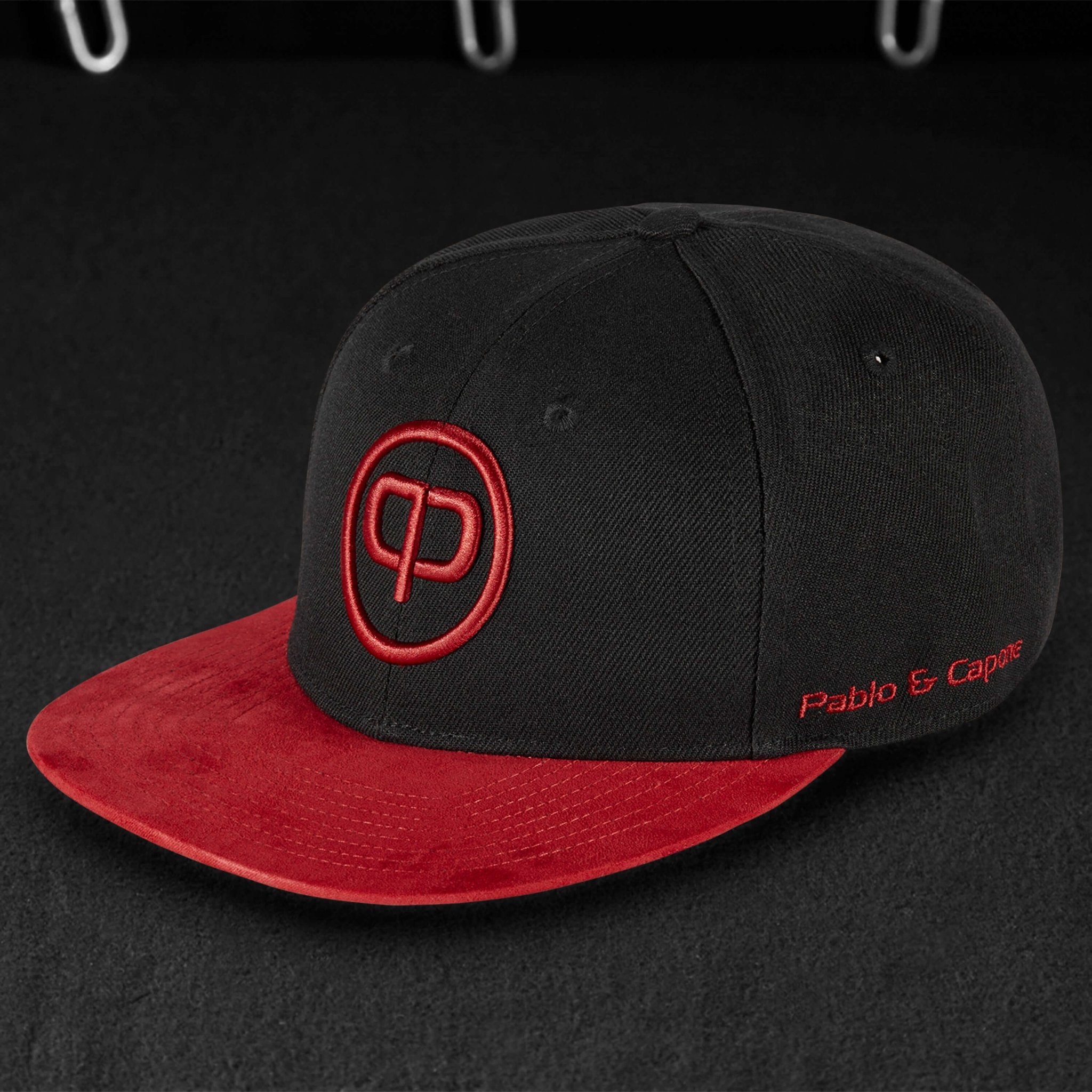 Snapback Cap - Black & Red - Suede - Pablo & Capone - Shop Deutschland Noodosz