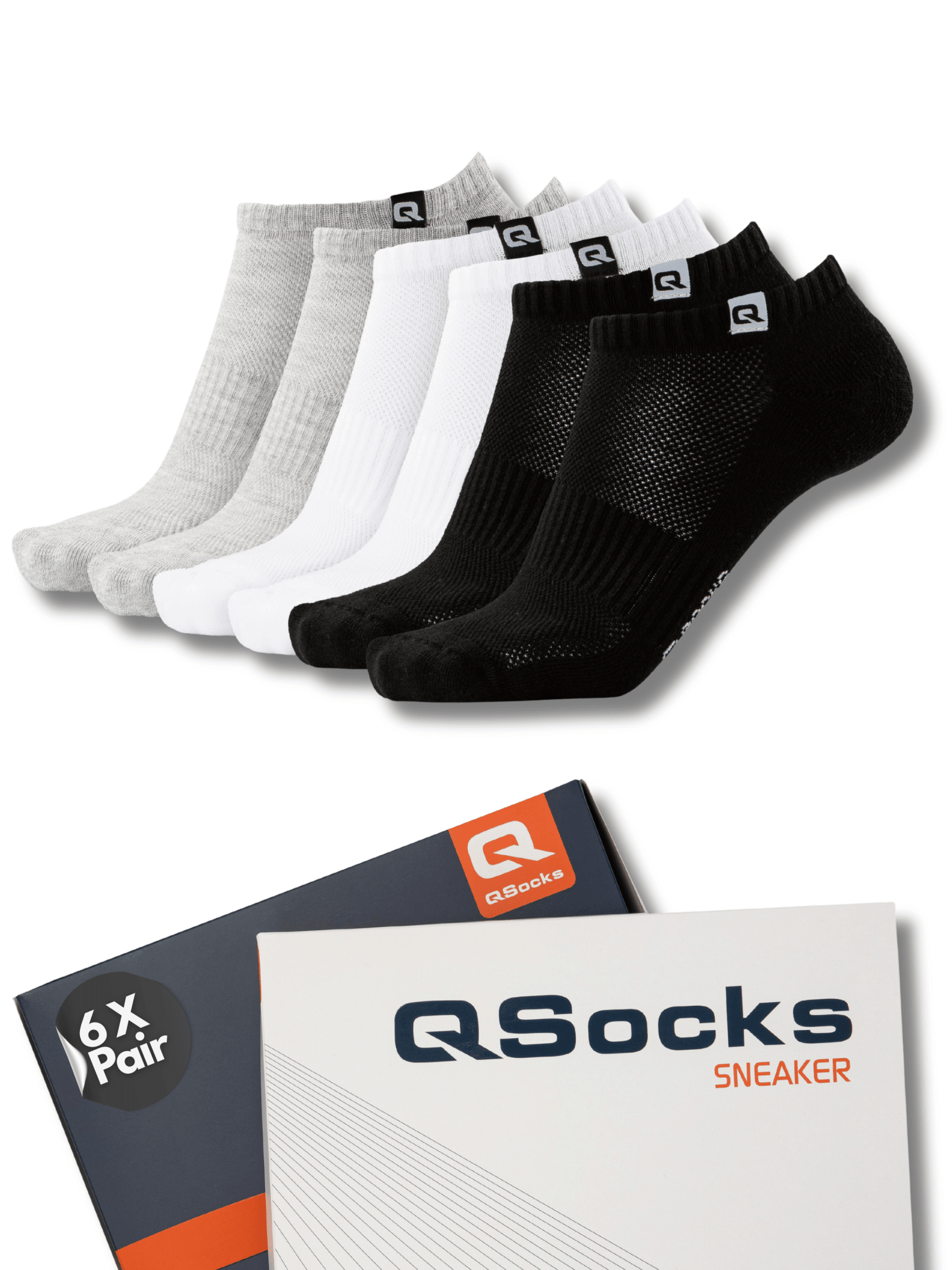 Sneaker Socken gepolstert für Damen & Herren 6X Paar - QOLONIA - Shop Deutschland Noodosz