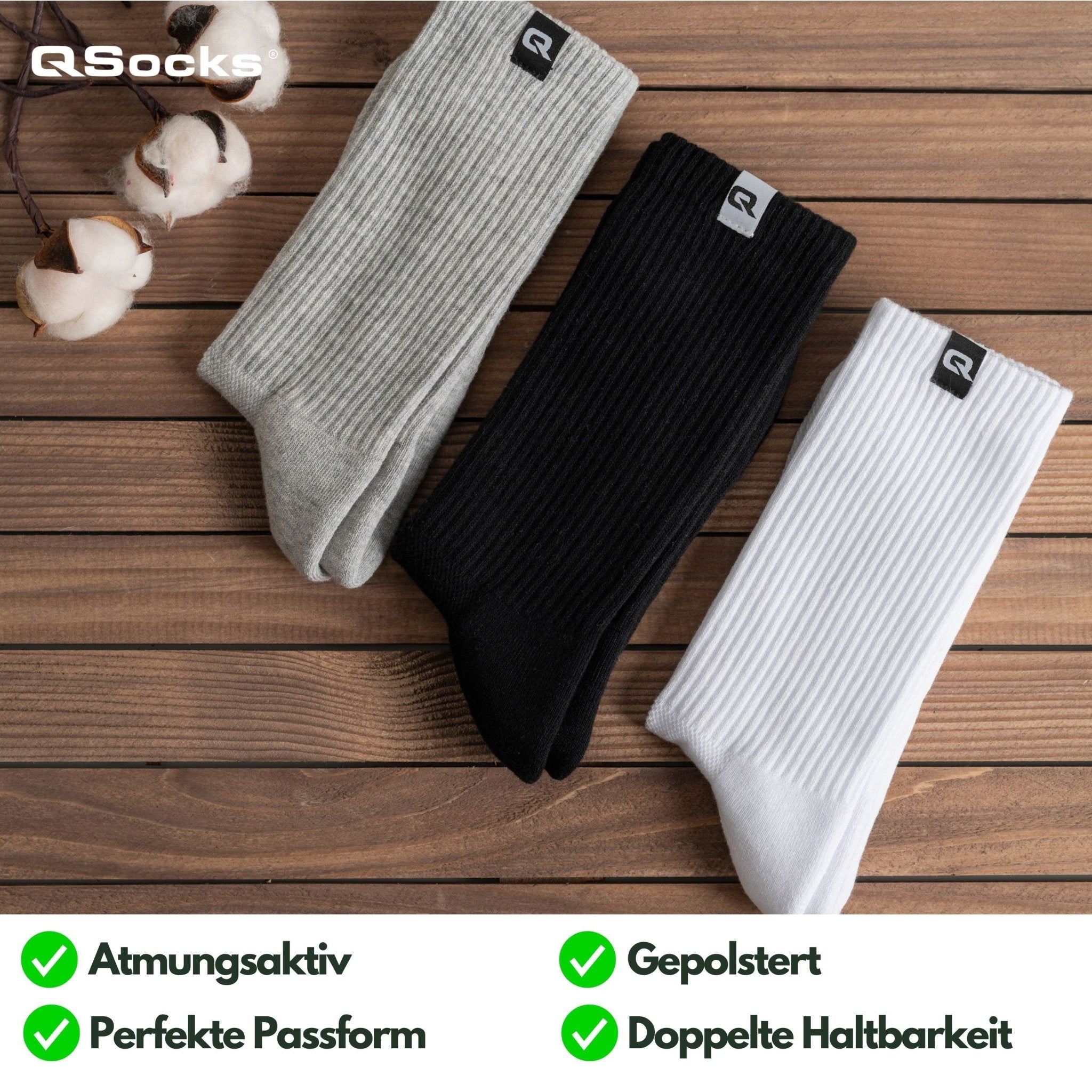 Tennissocken gepolstert für Damen & Herren 4X Paar - QOLONIA - Shop Deutschland Noodosz
