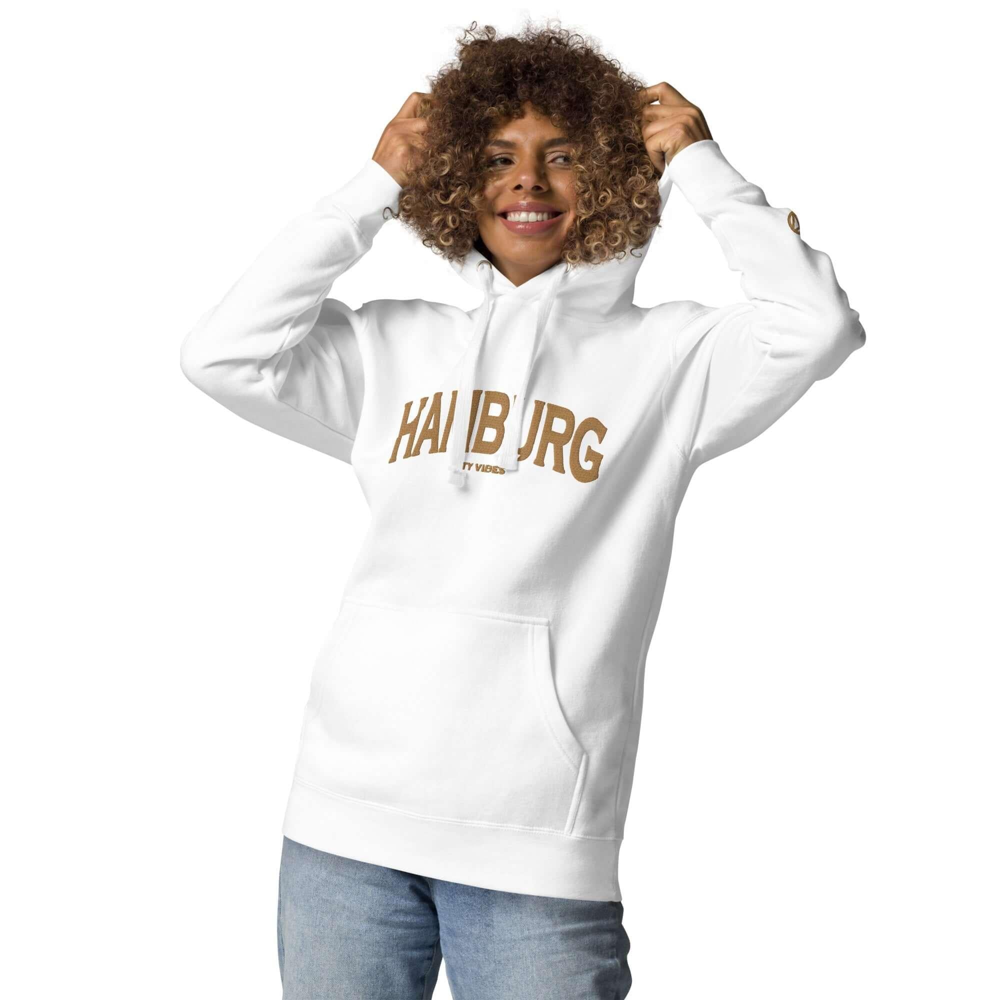 TOV Hoodie City | HAMBURG (Weiß/Gold) * Unisex - Time Of Vibes - Shop Deutschland Noodosz