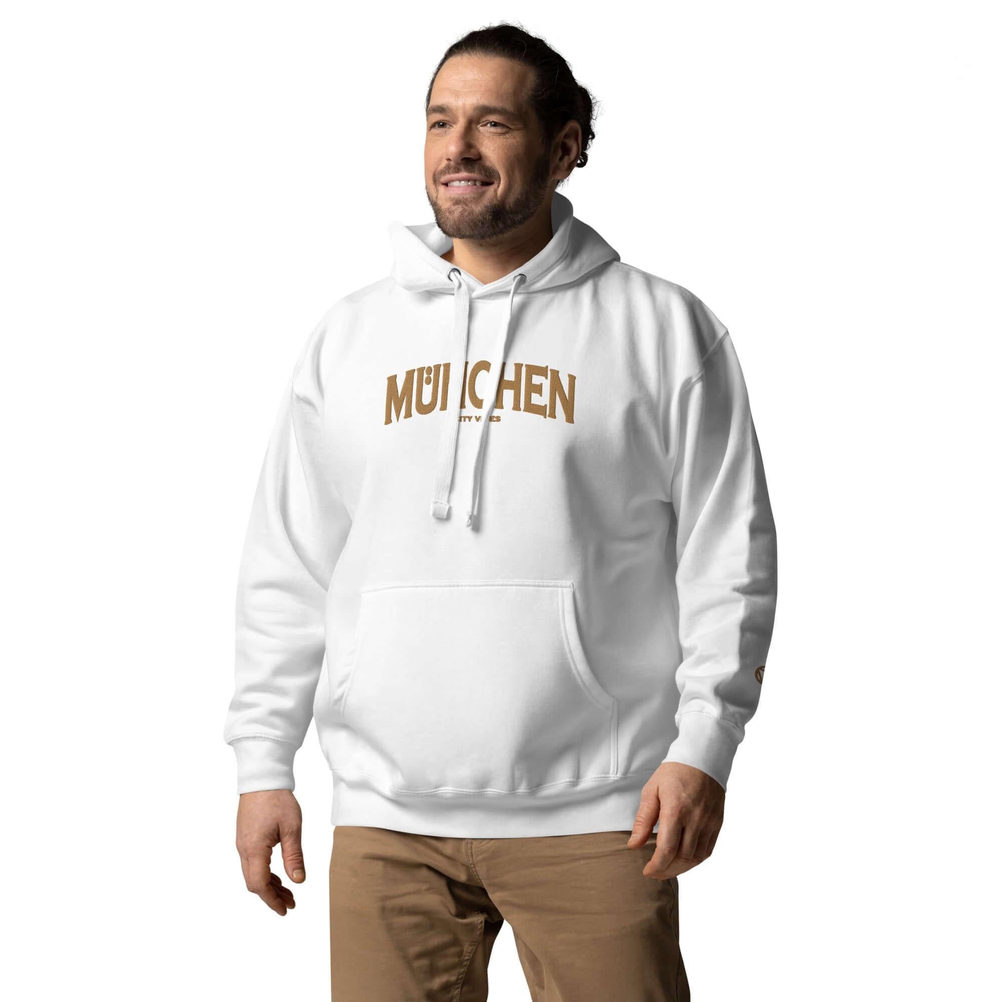 TOV Hoodie City | MÜNCHEN (Weiß/Gold) * Unisex - Time Of Vibes - Shop Deutschland Noodosz