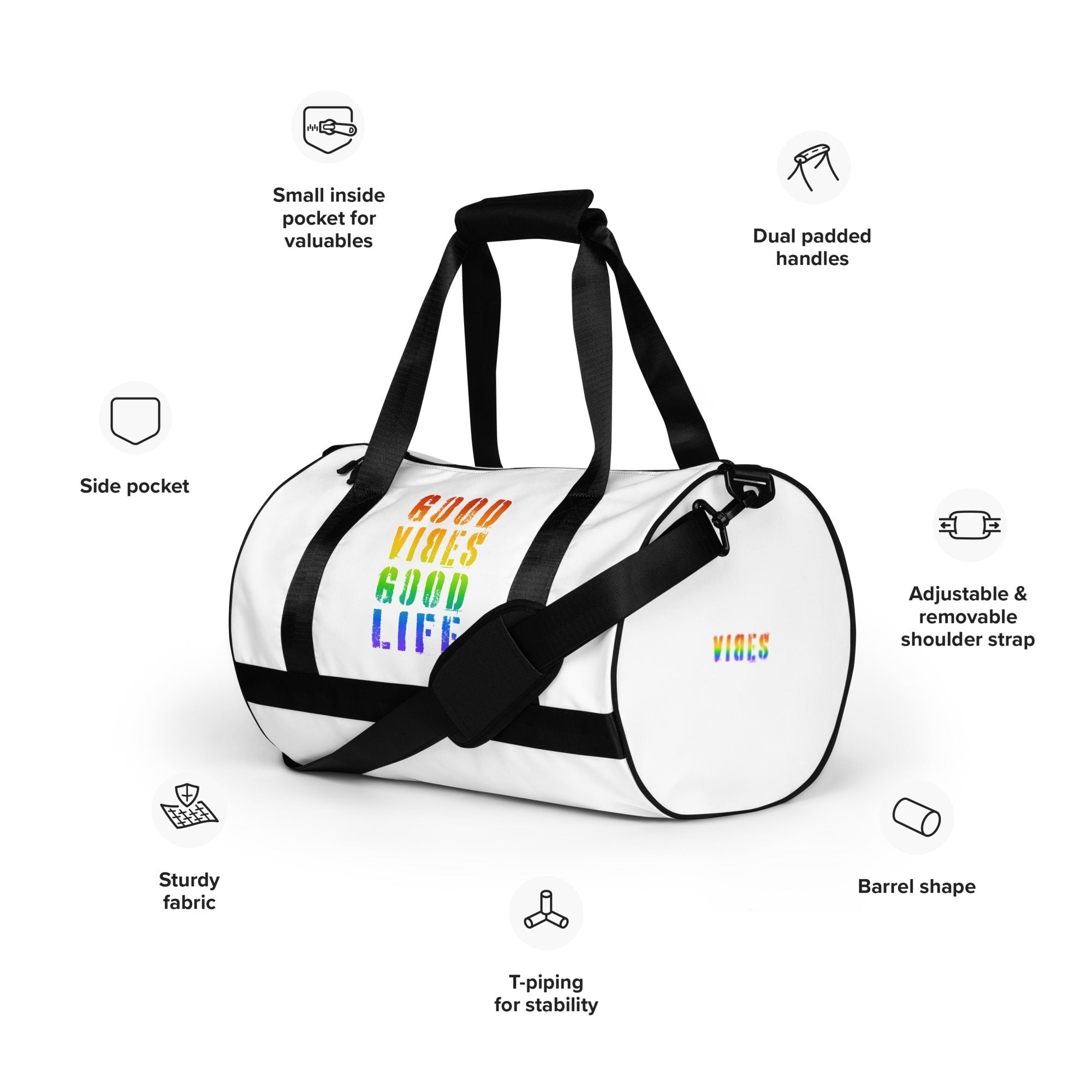 TOV Sporttasche | GOOD - LIFE LGBTQ (Weiß) - Time Of Vibes - Shop Deutschland Noodosz
