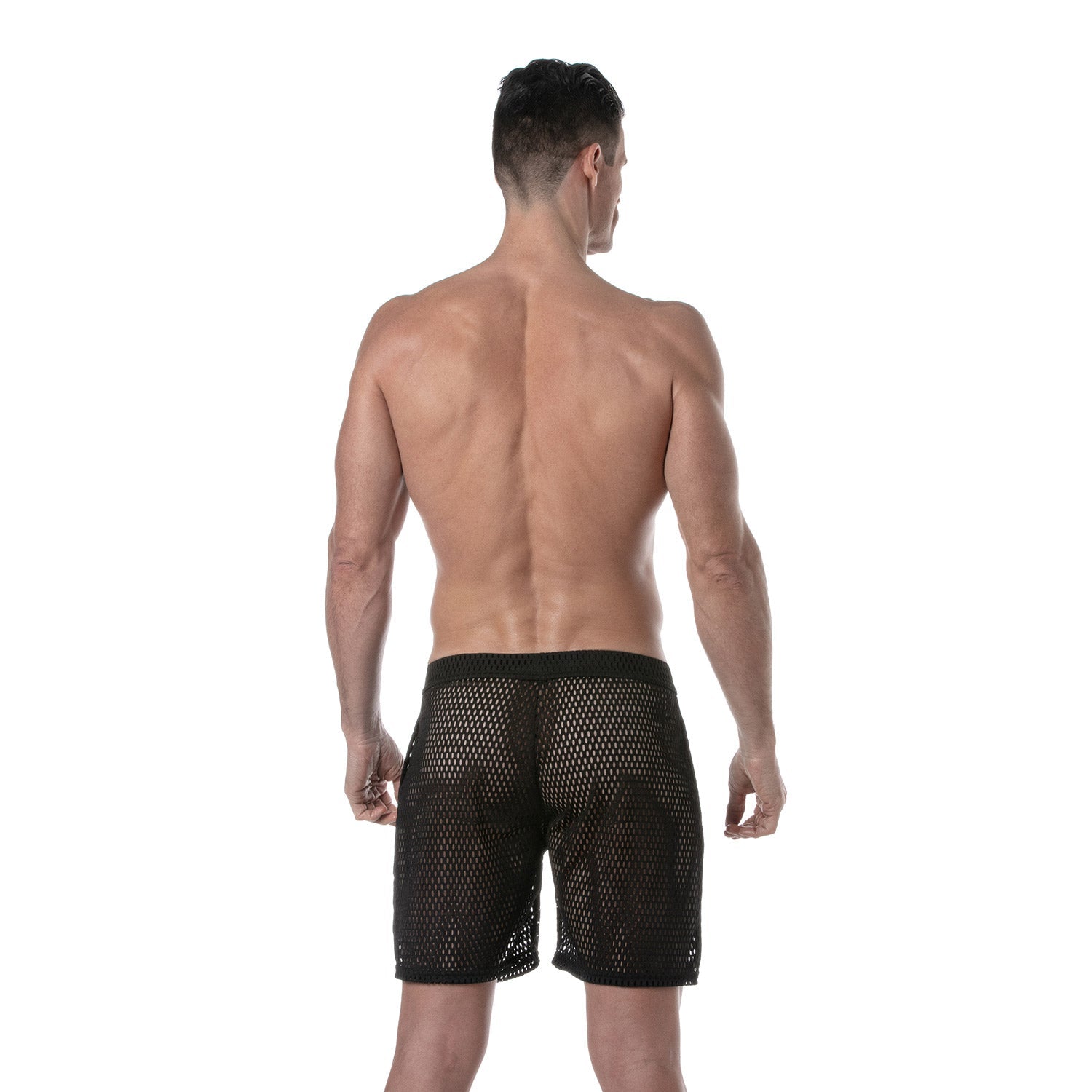 Transparente Long - Shorts — provokant, betont die maskuline Silhouette | Pariser Handwerkskunst · Fetish Wear · Clubwear · Designer Underwear — Schwarz - TOF Paris - Shop Deutschland Noodosz