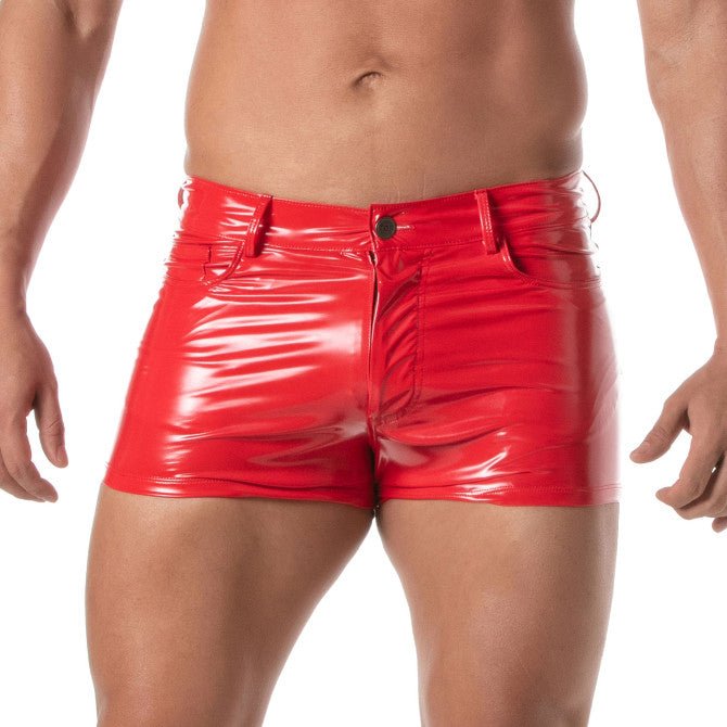 Vinyl 5 Pocket Mid - Thigh Shorts Red - noodosz - TOF Paris - 