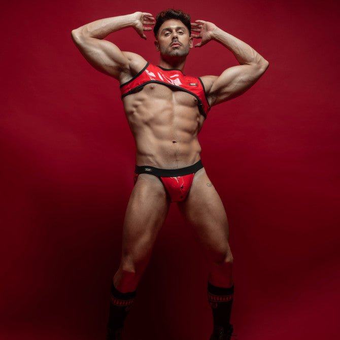 Vinyl - Jockstrap mit Druckknopfverschluss – Rot - TOF Paris - Shop Deutschland Noodosz