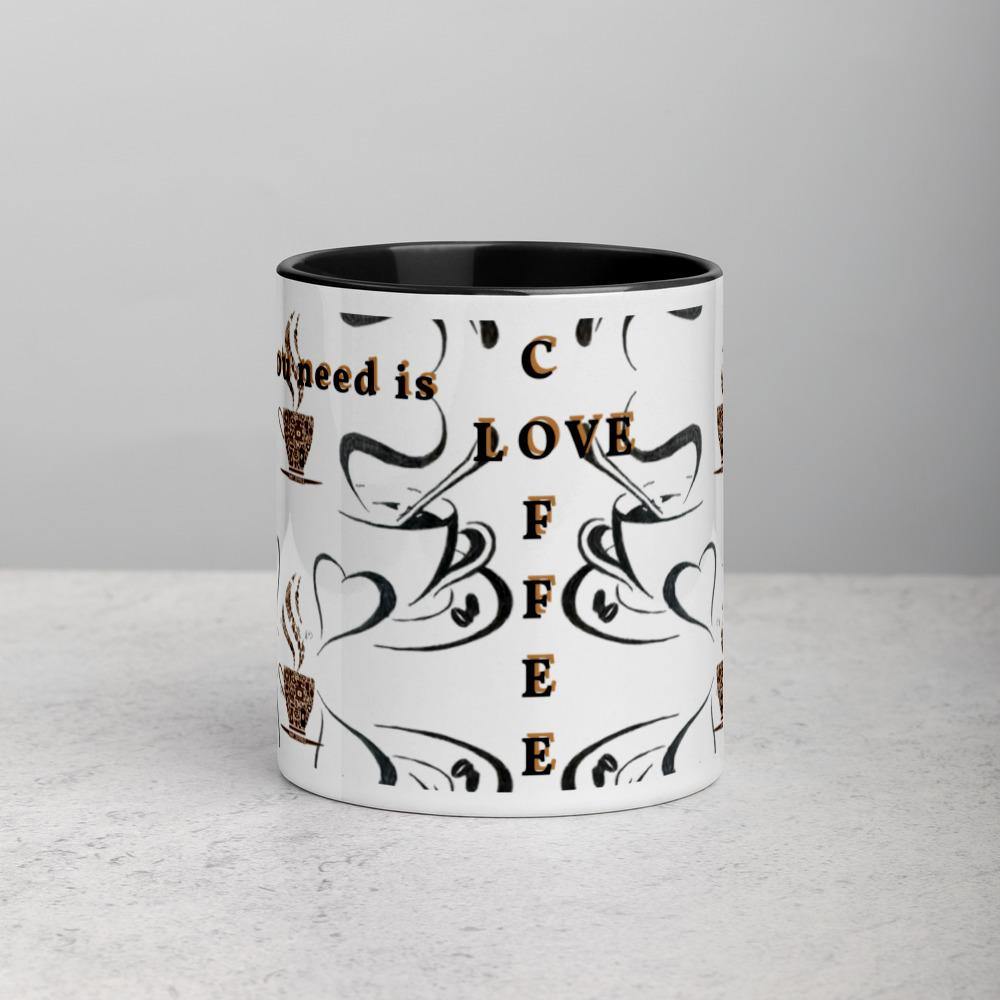 All you need is Love and Coffee - mug with colored interior