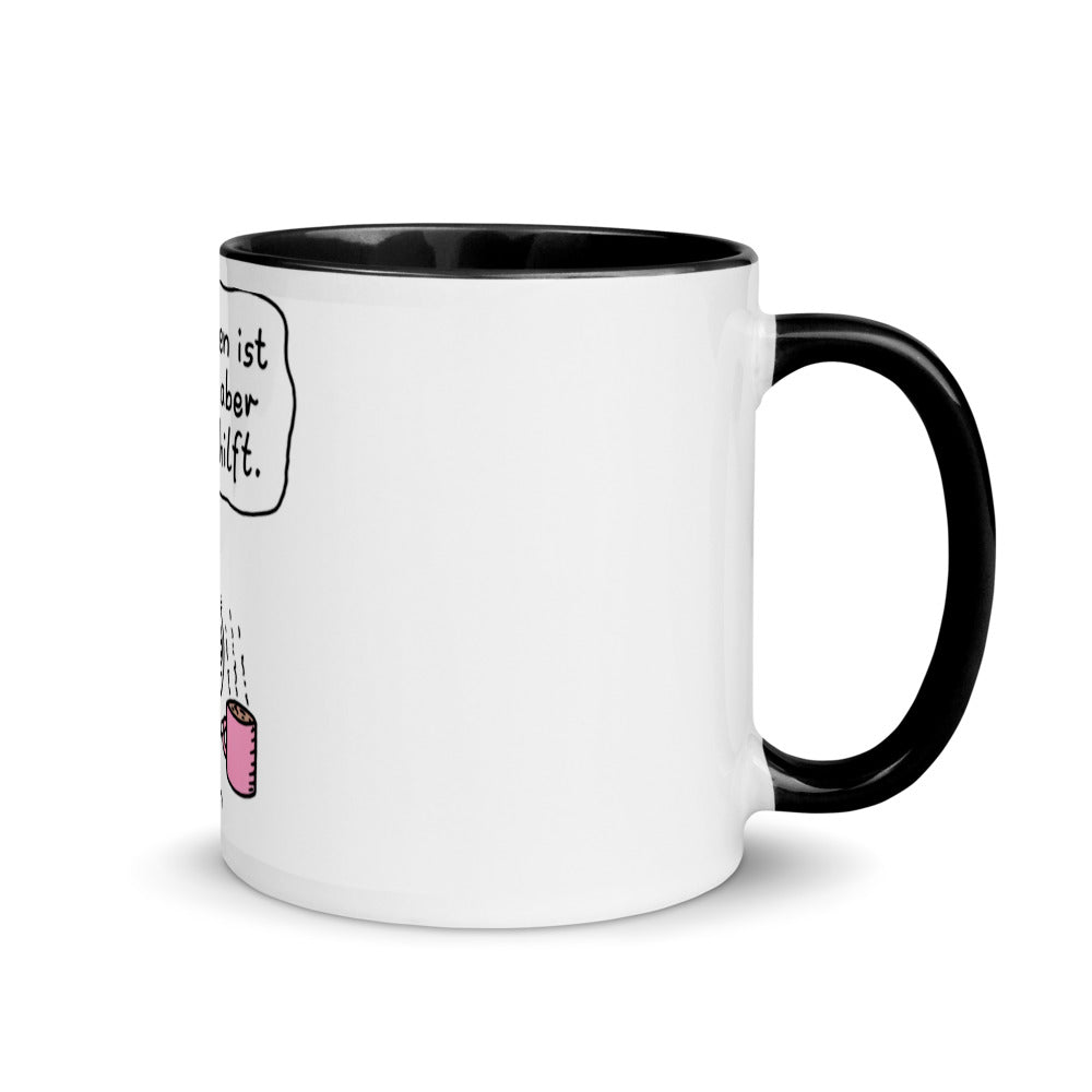 Life is brutal, but coffee helps - mug with colored interior
