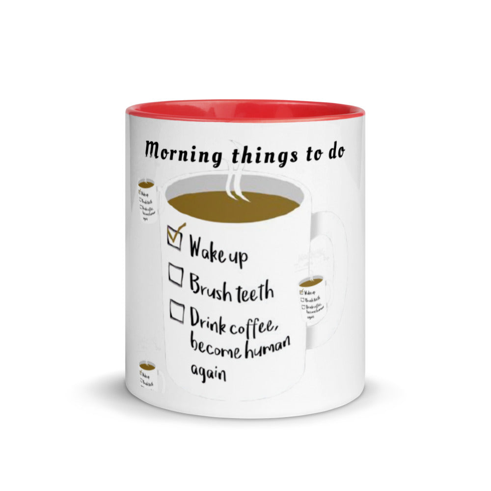 Morning things to do - Tasse mit farbiger Innenseite
