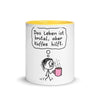 Life is brutal, but coffee helps - mug with colored interior